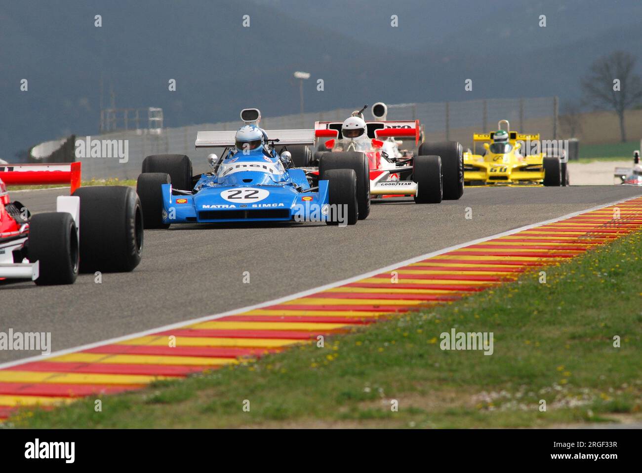 Circuito del Mugello 1 aprile 2007: Corsa sconosciuta con la storica Matra Simca MS120b 1971 al circuito del Mugello in Italia durante il Mugello Historic Festival. Foto Stock