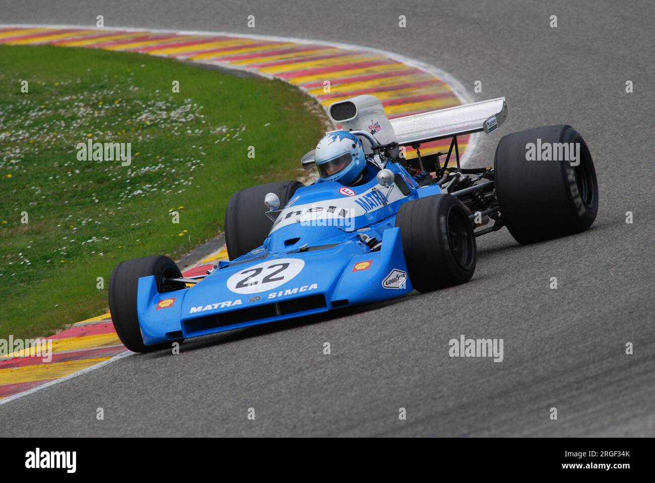 Circuito del Mugello 1 aprile 2007: Corsa sconosciuta con la storica Matra Simca MS120b 1971 al circuito del Mugello in Italia durante il Mugello Historic Festival. Foto Stock
