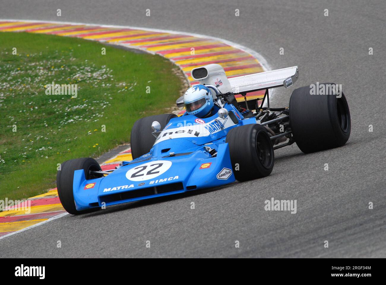Circuito del Mugello 1 aprile 2007: Corsa sconosciuta con la storica Matra Simca MS120b 1971 al circuito del Mugello in Italia durante il Mugello Historic Festival. Foto Stock