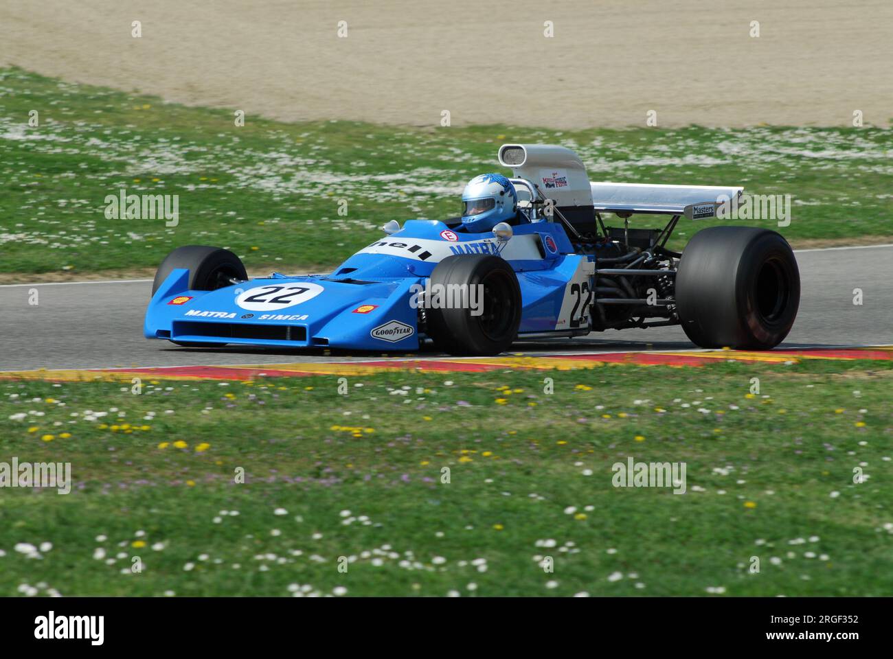 Circuito del Mugello 1 aprile 2007: Corsa sconosciuta con la storica Matra Simca MS120b 1971 al circuito del Mugello in Italia durante il Mugello Historic Festival. Foto Stock