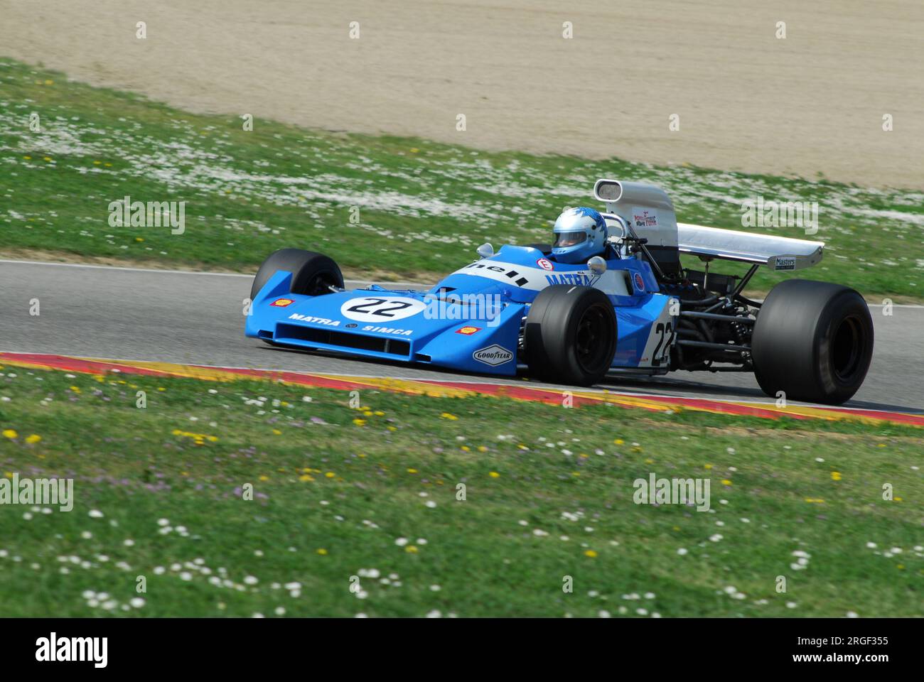 Circuito del Mugello 1 aprile 2007: Corsa sconosciuta con la storica Matra Simca MS120b 1971 al circuito del Mugello in Italia durante il Mugello Historic Festival. Foto Stock