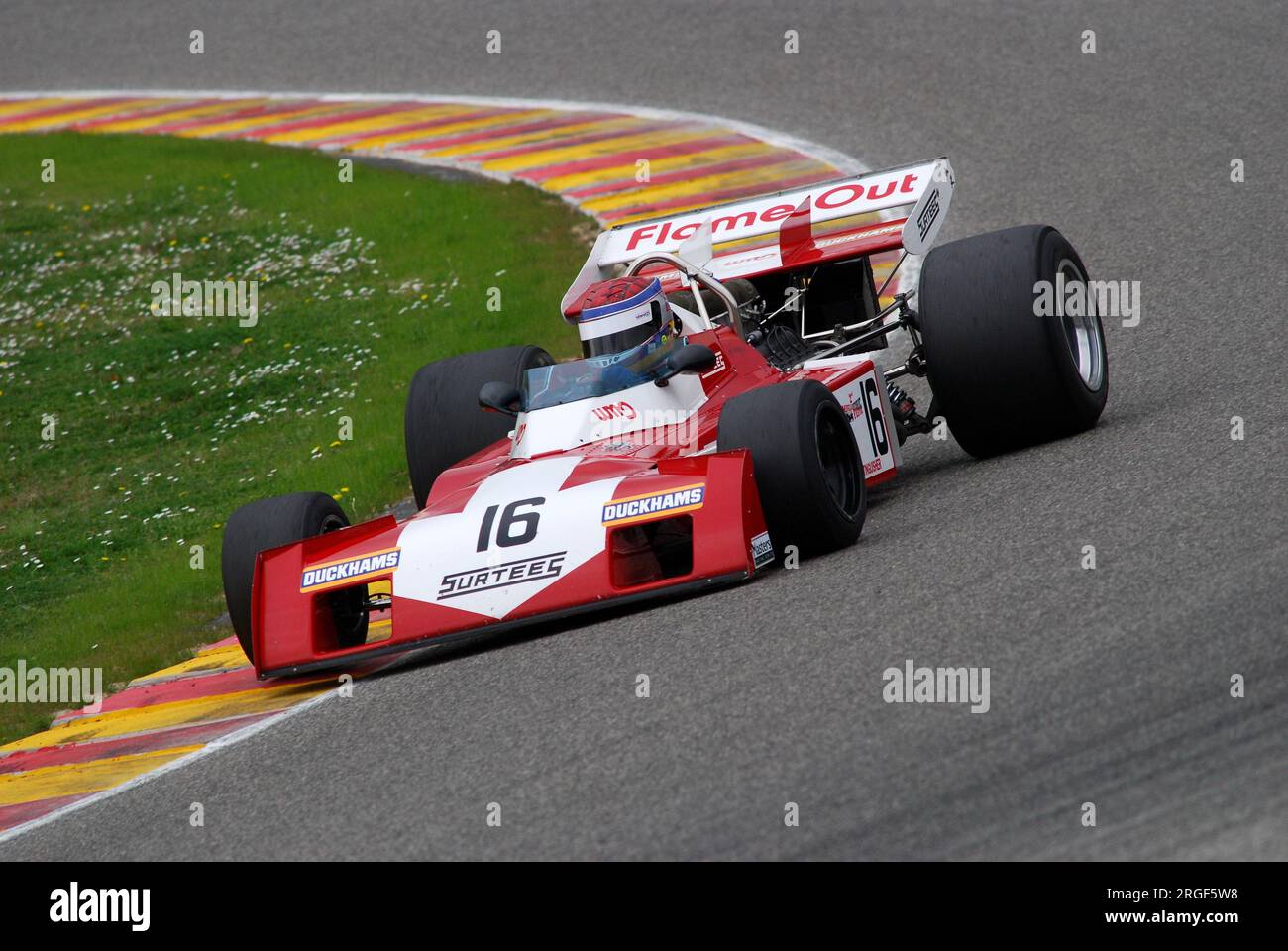 Circuito del Mugello 1 aprile 2007: Corsa sconosciuta su Classic F1 Car 1972-1973 Surtees TS9B Ford Cosworth sul circuito del Mugello in Italia durante il Mugello Historic F Foto Stock