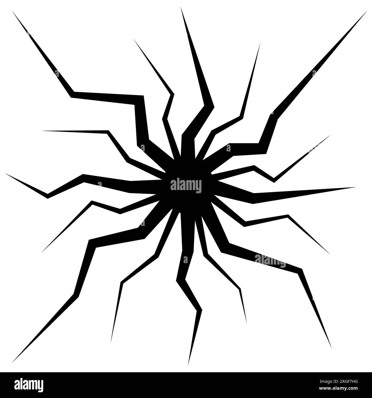 Spaccatura sulla superficie del vetro della parete, foro proiettile Illustrazione Vettoriale