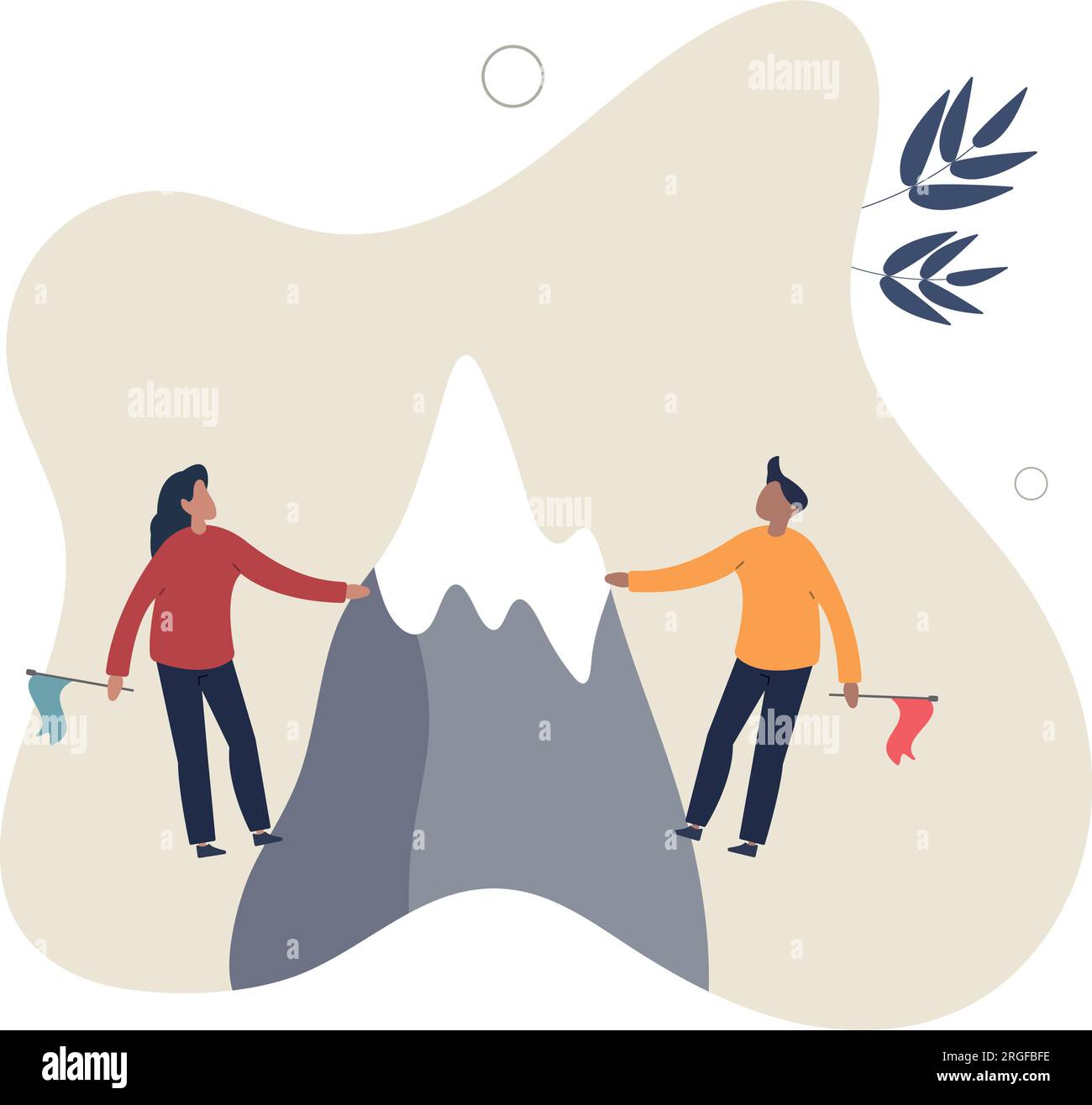Concorrenza aziendale, uomo d'affari competono per vincere e raggiungere l'obiettivo di successo, la sfida o il concetto di raggiungimento della carriera.illustrazione vettoriale piatta. Illustrazione Vettoriale