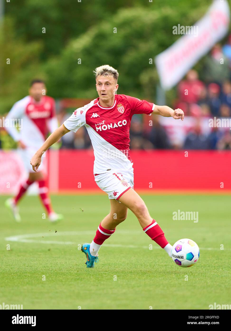 Aleksandr Golovin, COME Monaco 17 in azione alla partita amichevole FC BAYERN München - AS MONACO 4-2 1.Lega calcio tedesca il 7 agosto 2023 a Unterhaching, Germania stagione 2023/2024, FCB, © Peter Schatz / Alamy Live News Foto Stock