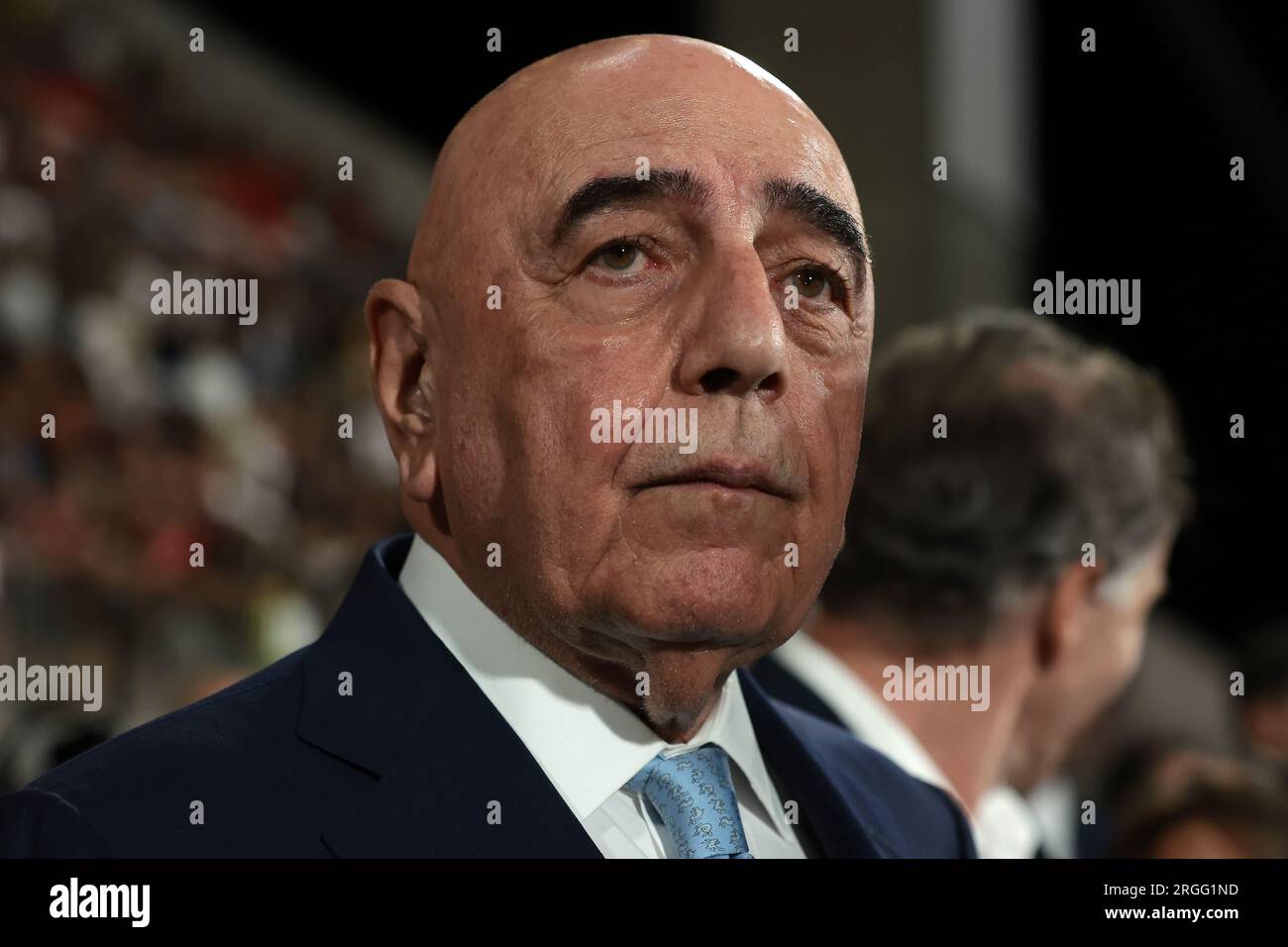 Monza, Italia, 8 agosto 2023. Adriano Galliani Vice Presidente e Amministratore delegato di AC Monza guarda in seguito alla partita del Trofeo Silvio Berlusconi allo Stadio U-Power di Monza. Il credito fotografico dovrebbe leggere: Jonathan Moscrop / Sportimage Foto Stock