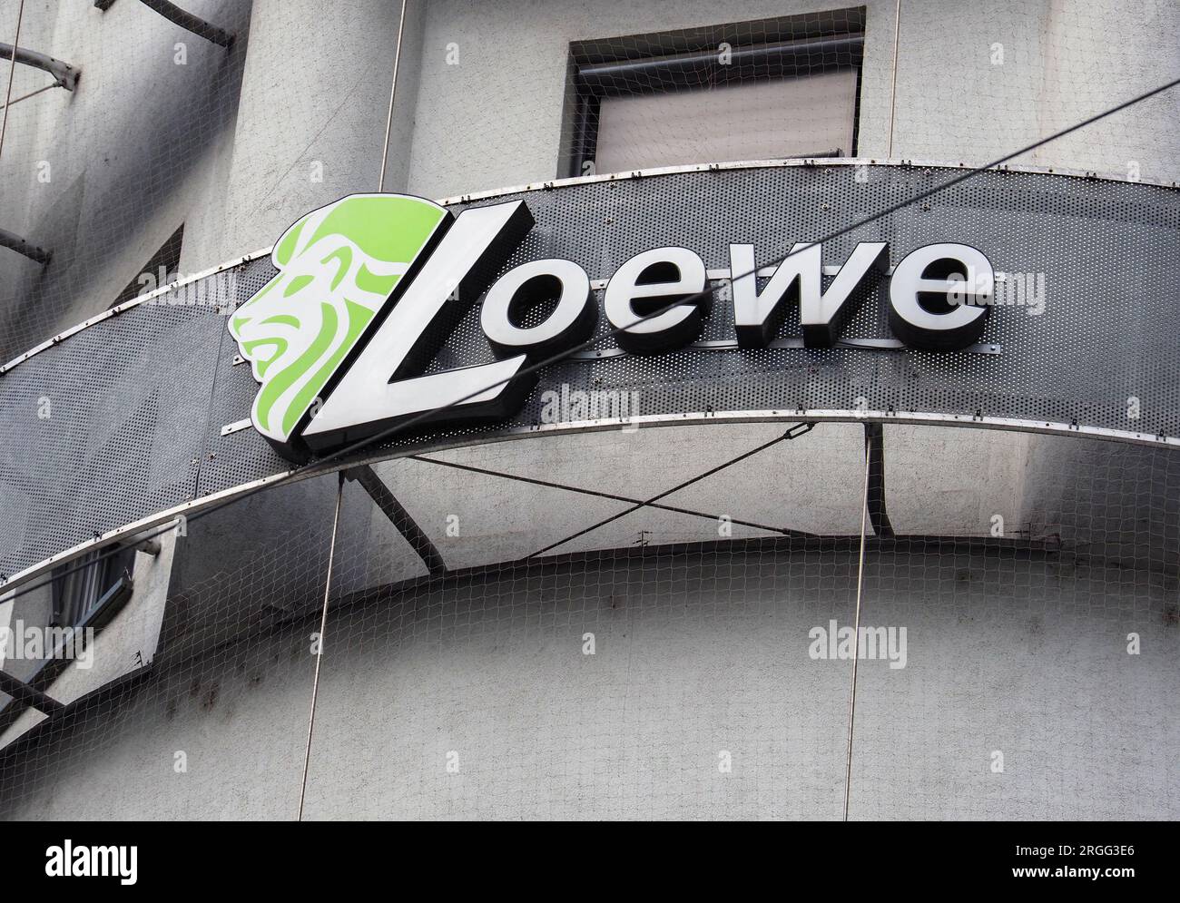 Logo dell'ufficio del personale Loewe Zeitarbeit di Monaco Foto Stock