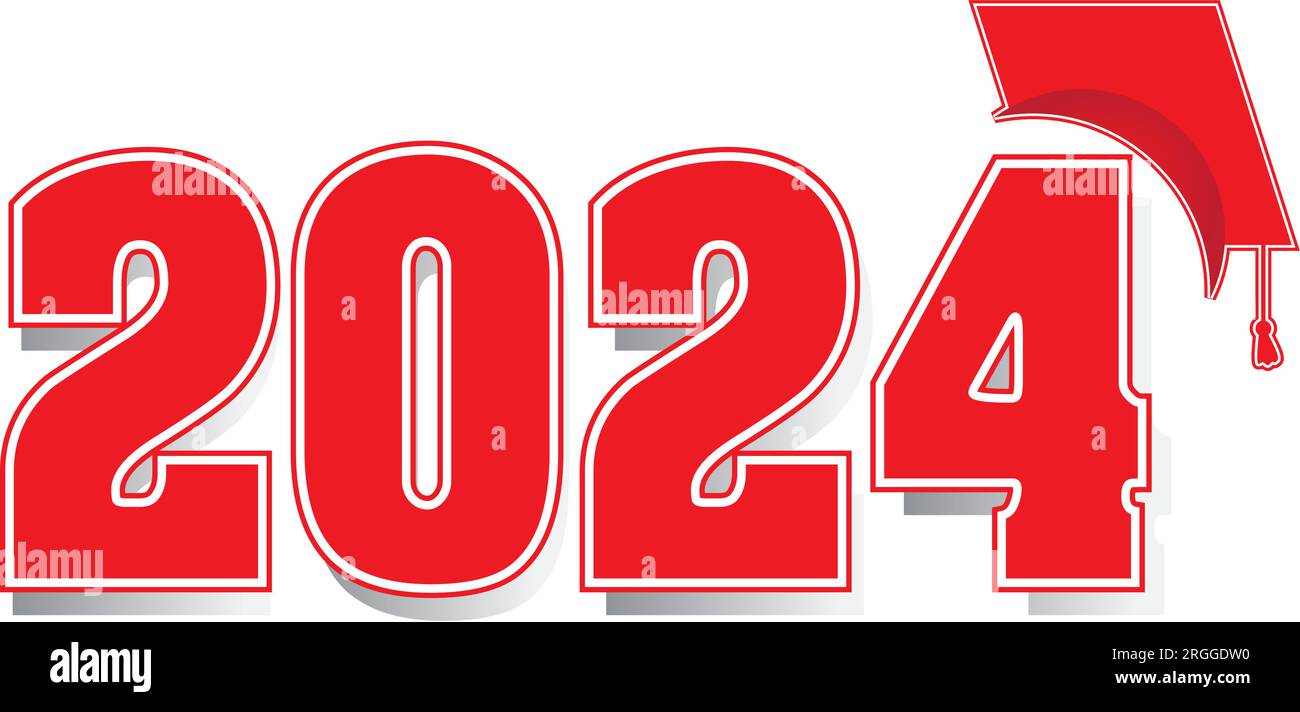 2024 numeri rossi con tappo graduato Illustrazione Vettoriale