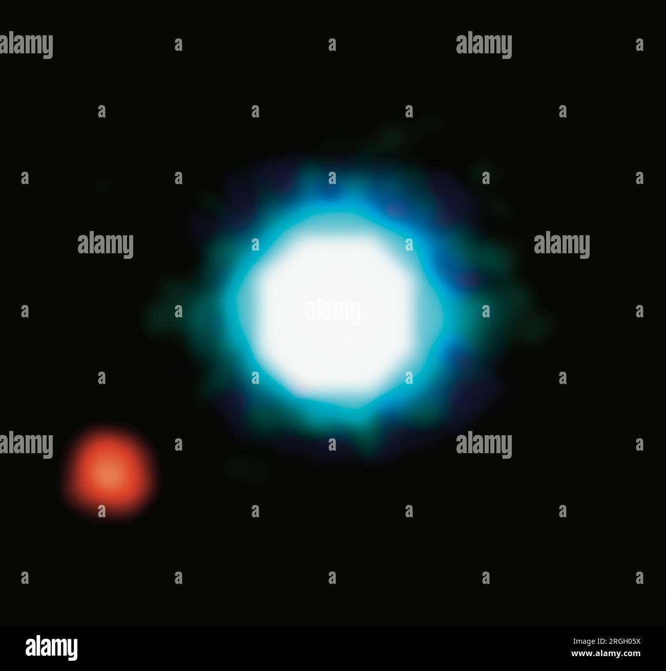 Composito di un esopianeta che orbita intorno al 2M1207 nana bruna star Foto Stock