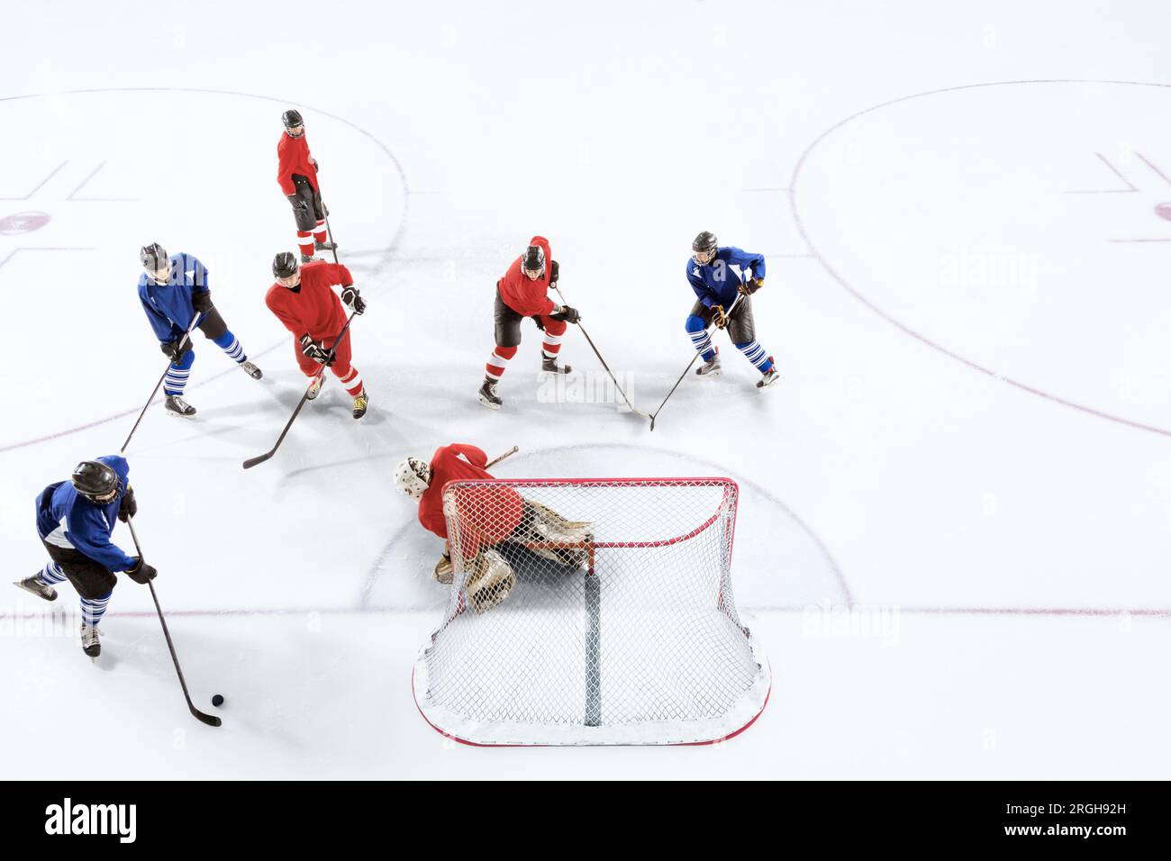Alta angolazione dell'hockey su ghiaccio Foto Stock