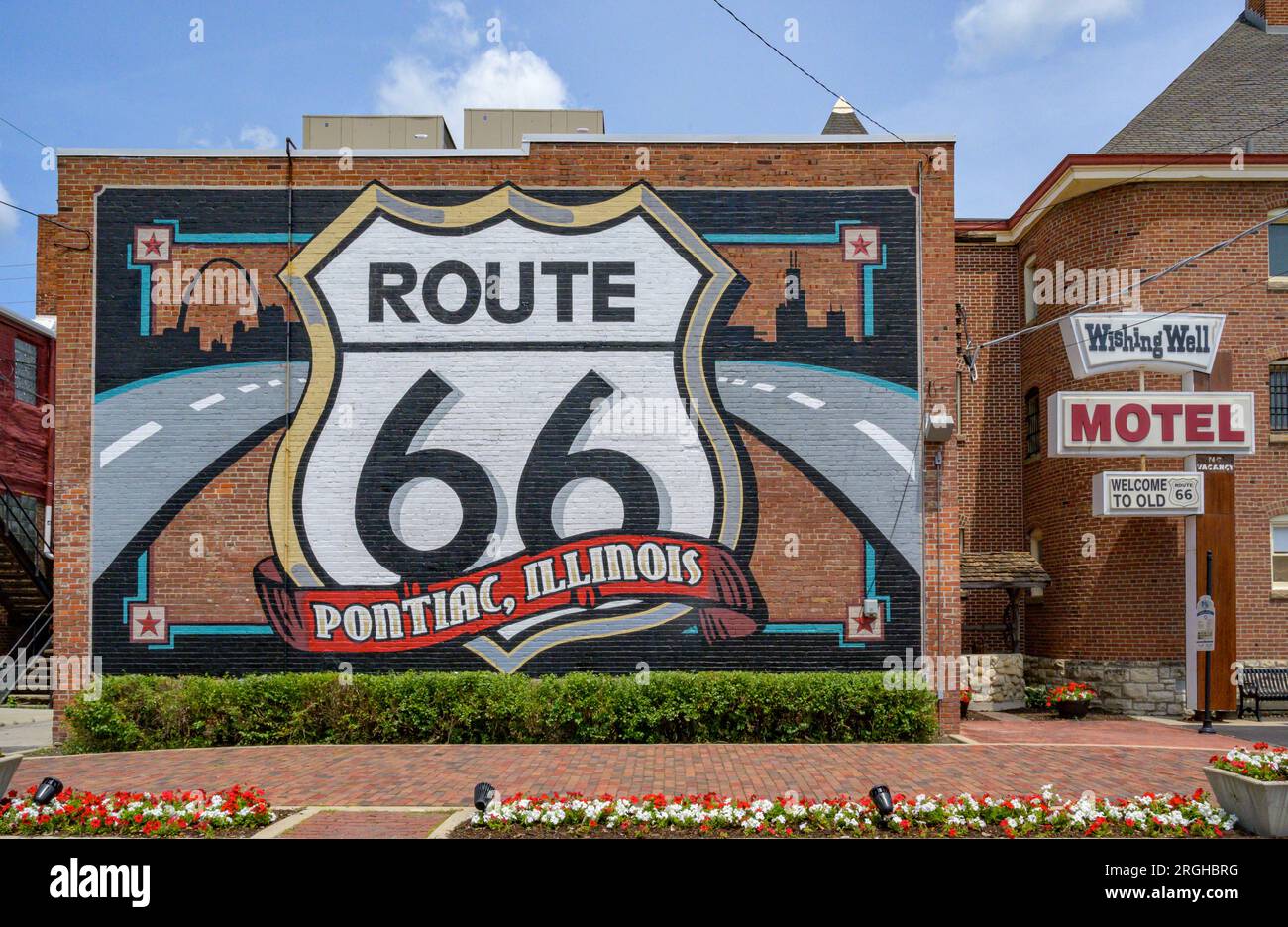 Route 66 murale a Pontiac, Illinois Foto Stock