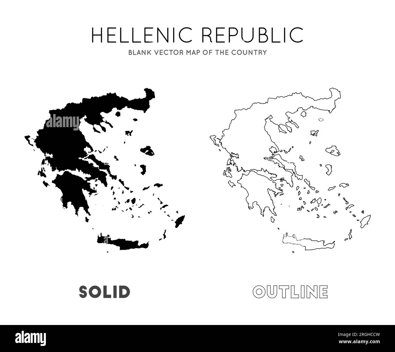 Mappa della Grecia. Mappa vettoriale vuota del Paese. Borders of Greece per la tua infografica. Illustrazione vettoriale. Illustrazione Vettoriale