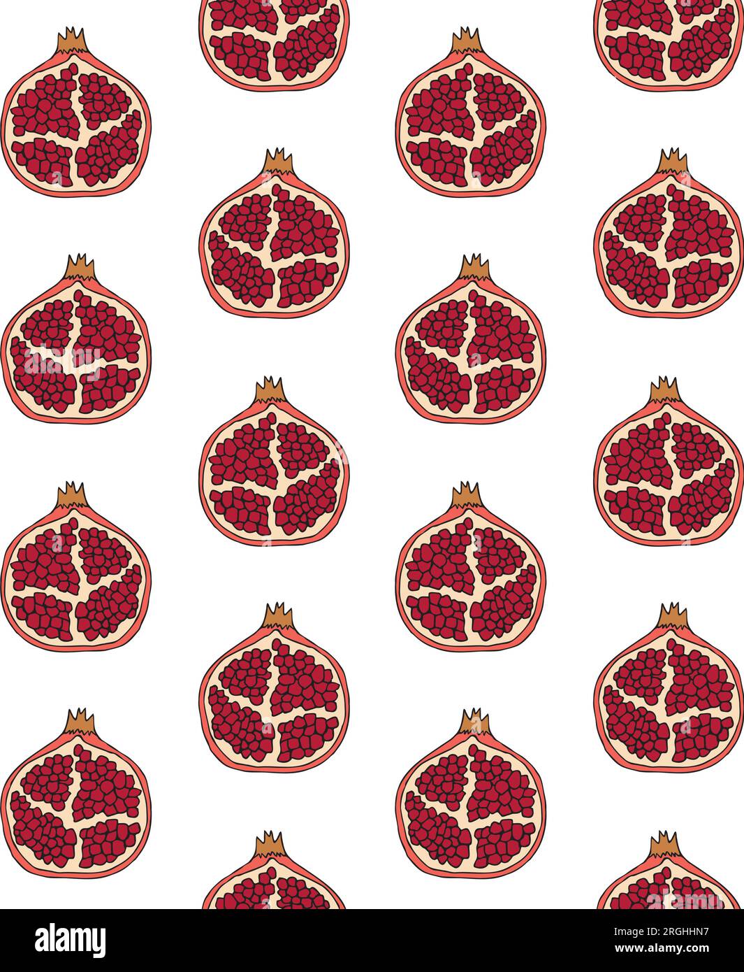 Motivo vettoriale senza cuciture di melograno disegnato a mano Illustrazione Vettoriale