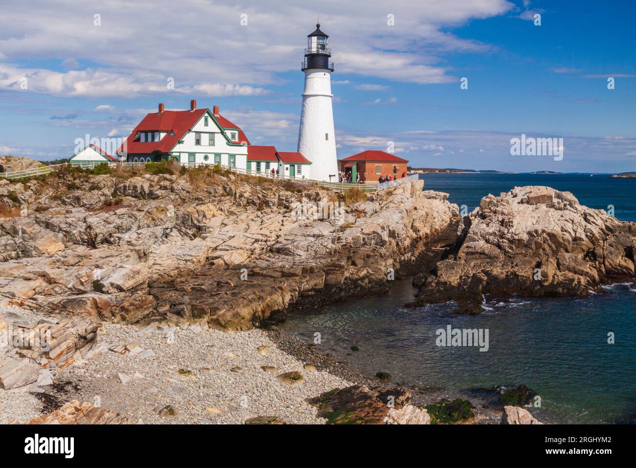 Il faro di Portland Head, a Portland, Maine, è stato fondato nel 1791 ed è il più antico faro del Maine. Fu completato durante il t di George Washington Foto Stock