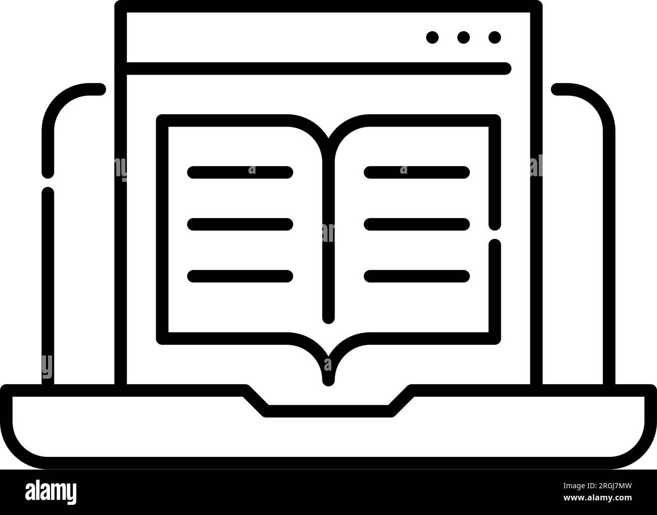 Leggere un libro online dal portatile. Studio da casa. Pixel Perfect, tratto modificabile Illustrazione Vettoriale