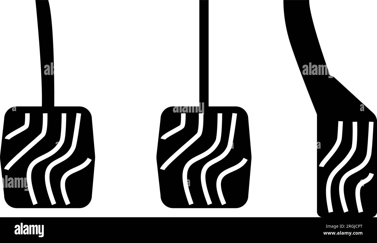 Icona del pedale dell'auto. Segnale della vettura con cambio manuale, pedale del freno e pedale dell'acceleratore. piatto. Foto Stock