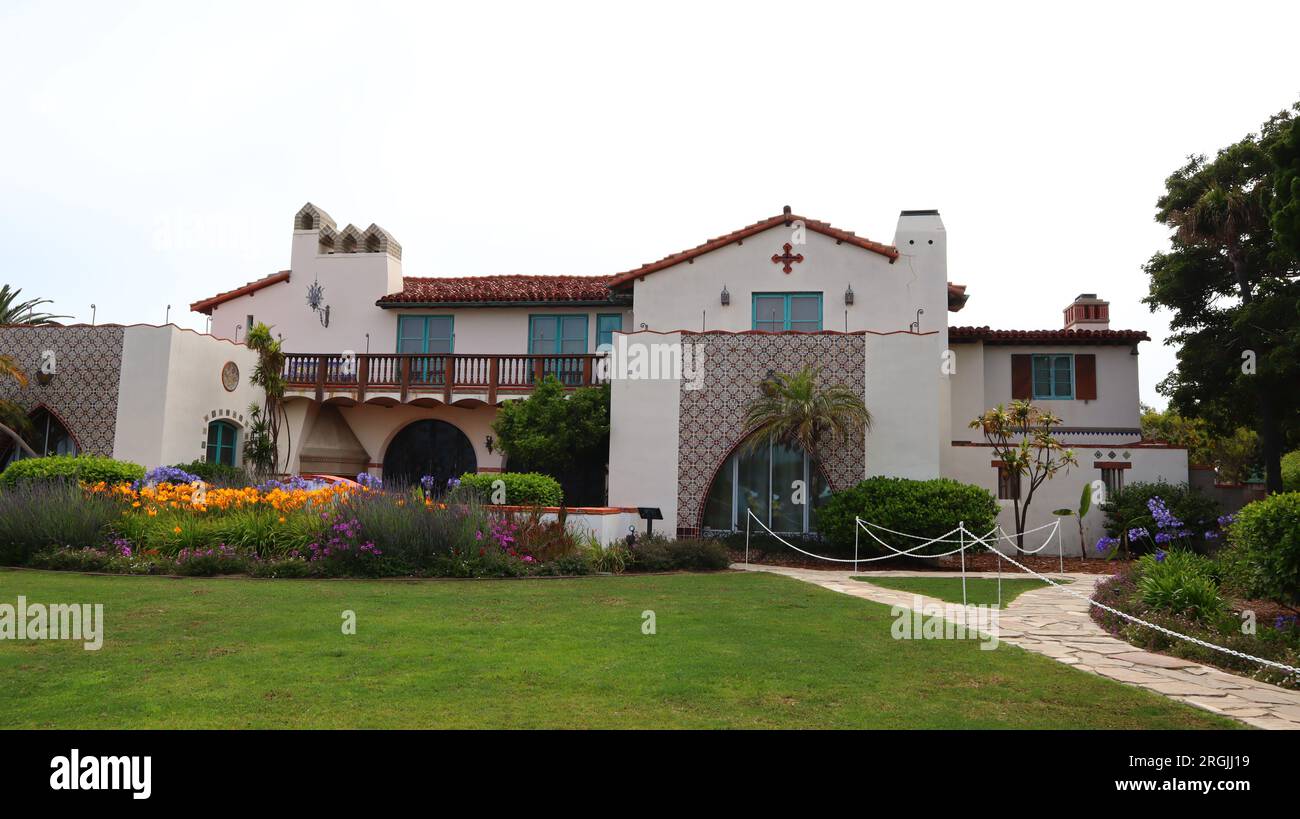 Malibu, California: Vista dettagliata della storica ADAMSON House and Park al 23200 della Pacific Coast Highway, Malibu Lagoon State Beach Foto Stock