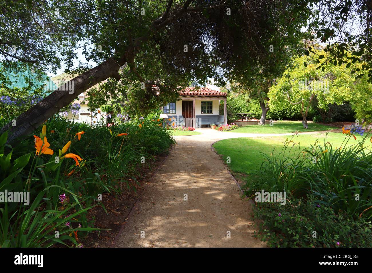 Malibu, California: Vista dettagliata della storica ADAMSON House and Park al 23200 della Pacific Coast Highway, Malibu Lagoon State Beach Foto Stock