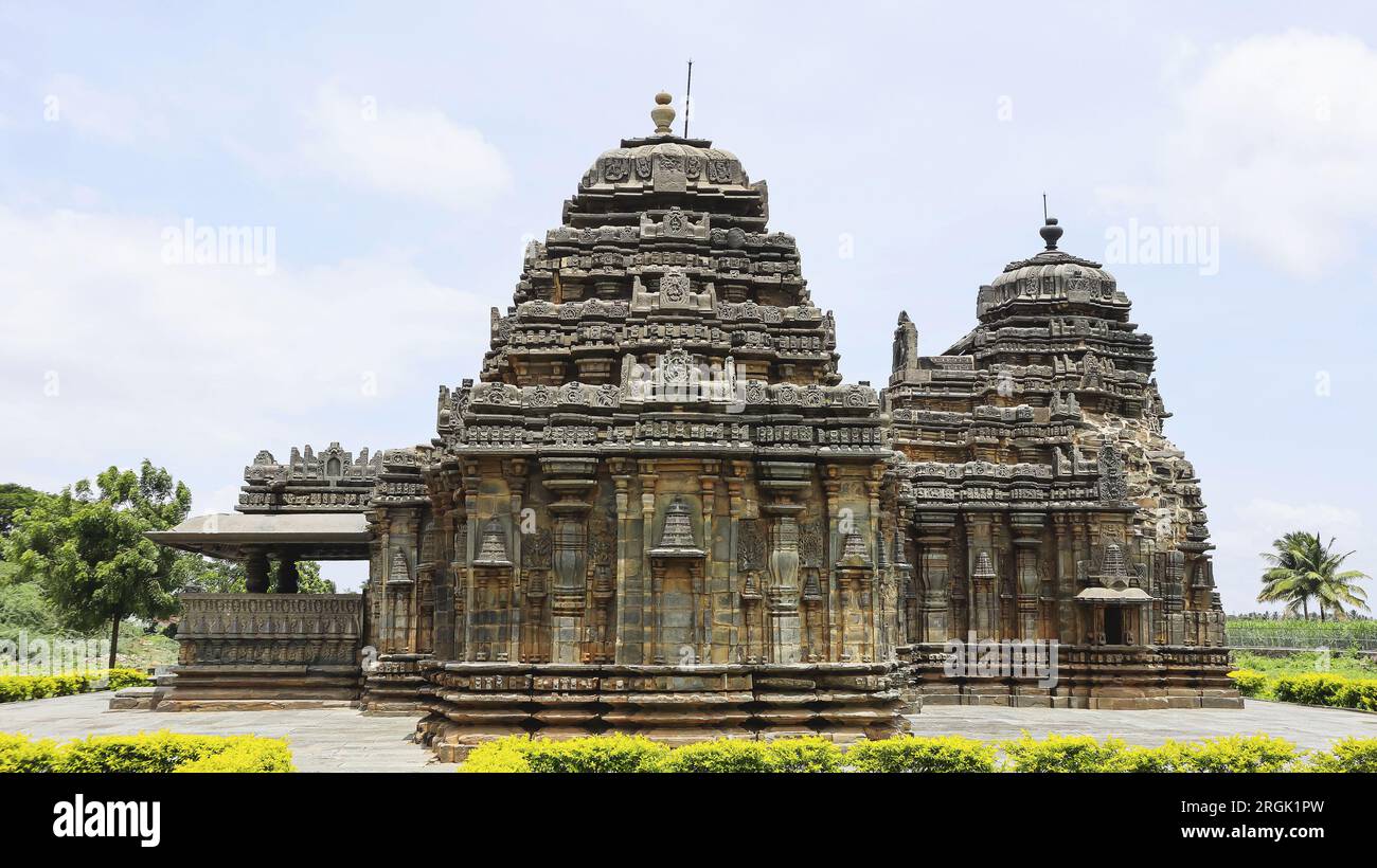 Vista del Tempio di Somesvara, Haralahalli, Haveri, Karnataka, India Foto Stock