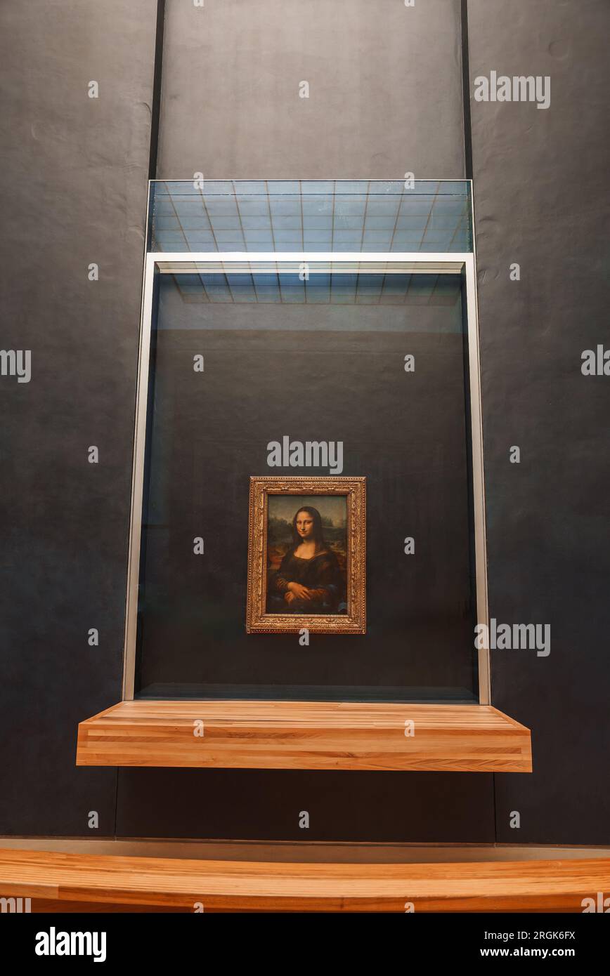 Primo piano della Monna Lisa di Leonardo da Vinci Foto Stock
