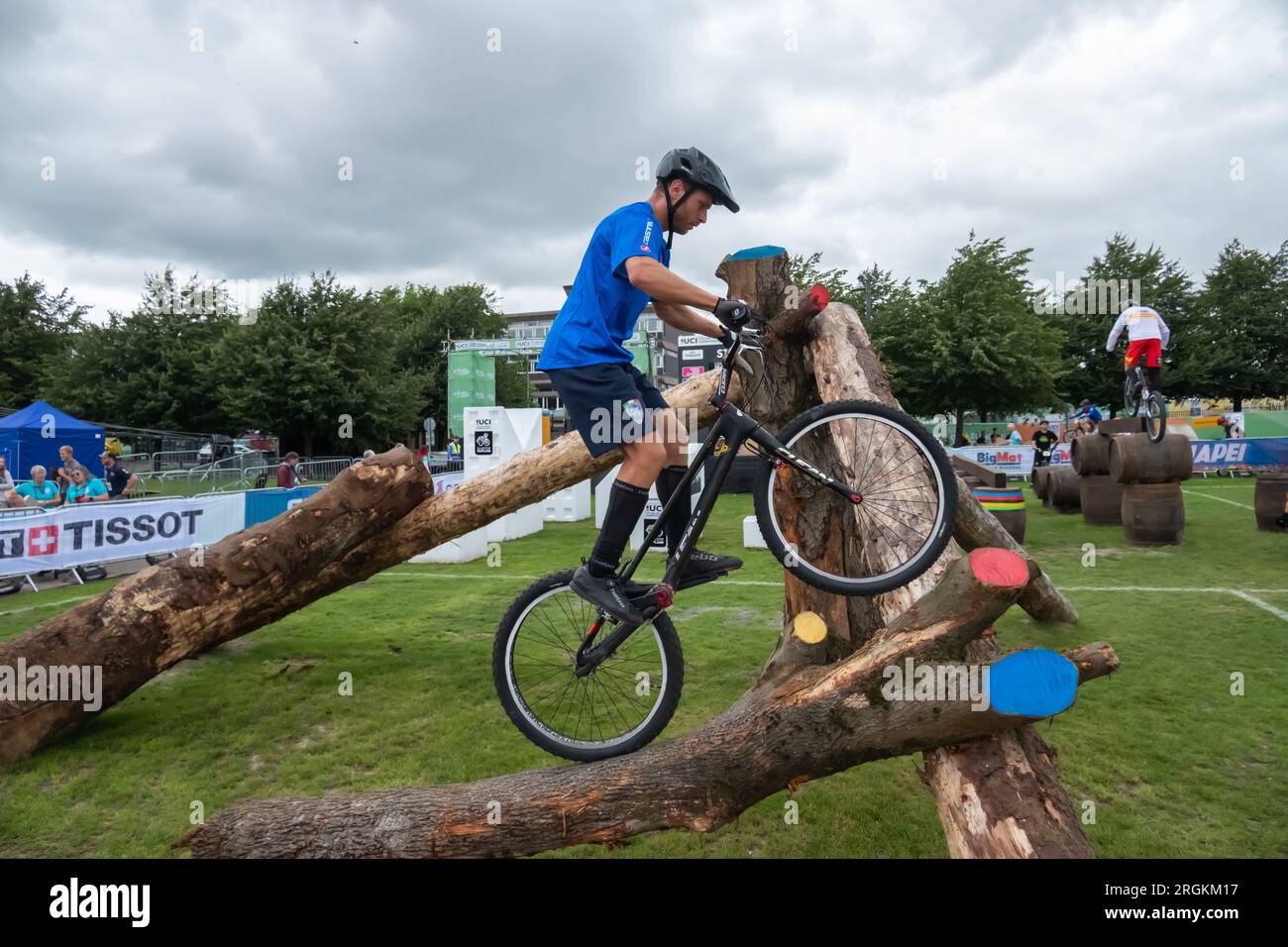 Glasgow, Scozia, Regno Unito. 10 agosto 2023. Gli UCI Cycling World Championships Mens Junior Trials si sono svolti a Glasgow Green. Credito: SKULLY/Alamy Live News Foto Stock