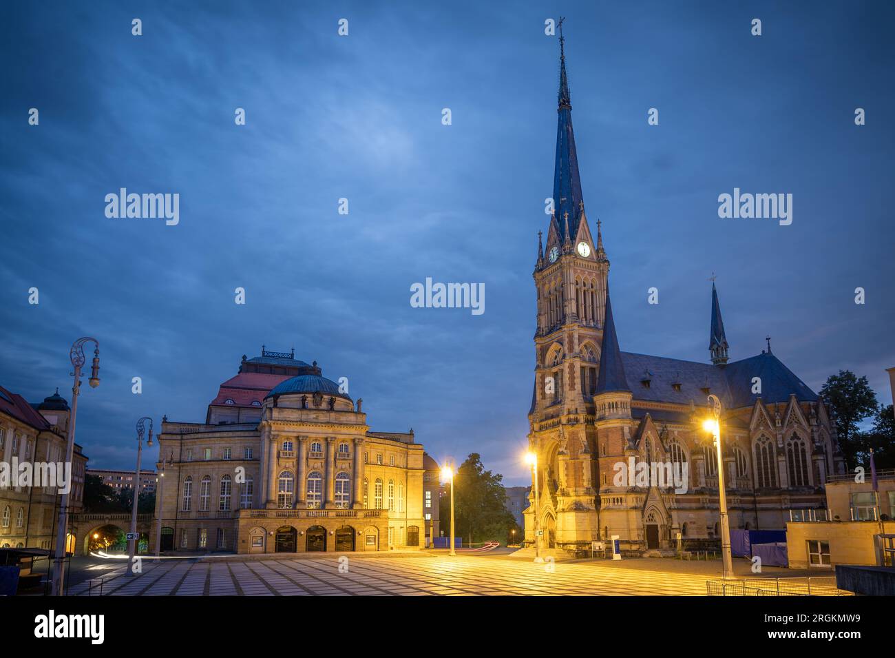 La cosiddetta Theaterplatz o Piazza del Teatro, a Chemnitz, in Germania Foto Stock