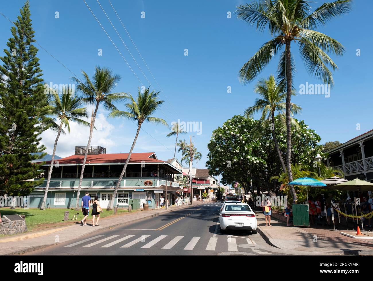 29/05/2017. Foto d'archivio di Front Street, centro di Lahaina, Maui, Hawaii, USA. Credito: Ian Rutherford Alamy Live News Foto Stock