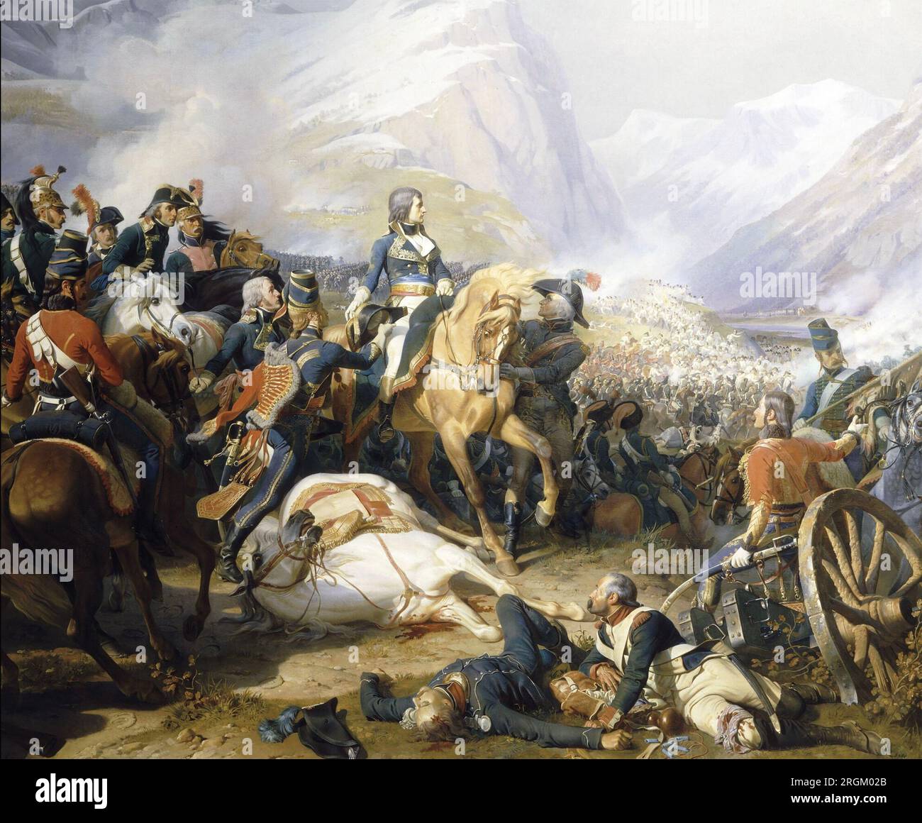 BATTAGLIA DI RIVOLI (14-15 gennaio 1797) dipinto di Henri Philippoteaux che mostra Napoleone al comando delle sue truppe nella campagna di Itly contro l'Austria Foto Stock