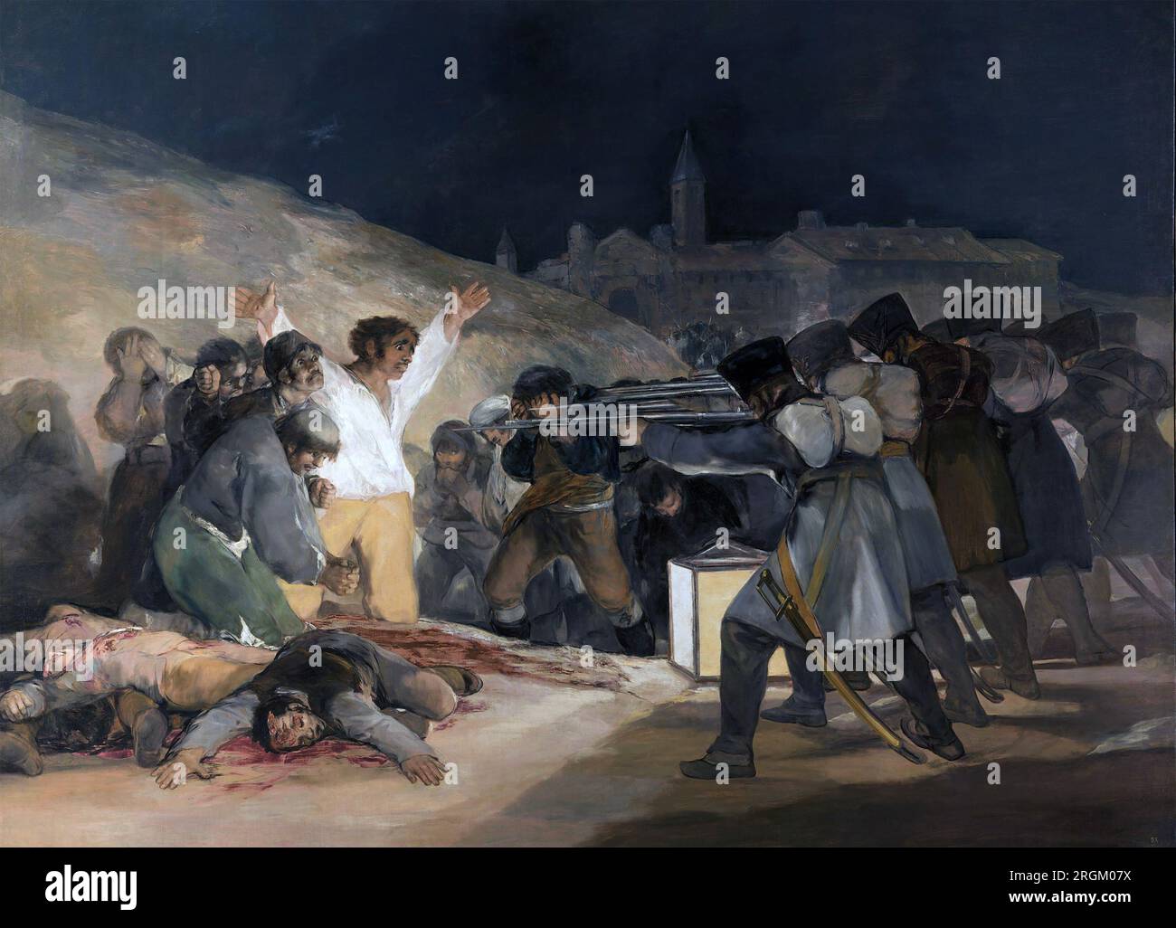 IL TERZO MAGGIO 1808 DI Francisco Goya mostra combattenti della resistenza spagnola giustiziati da soldati francesi Foto Stock