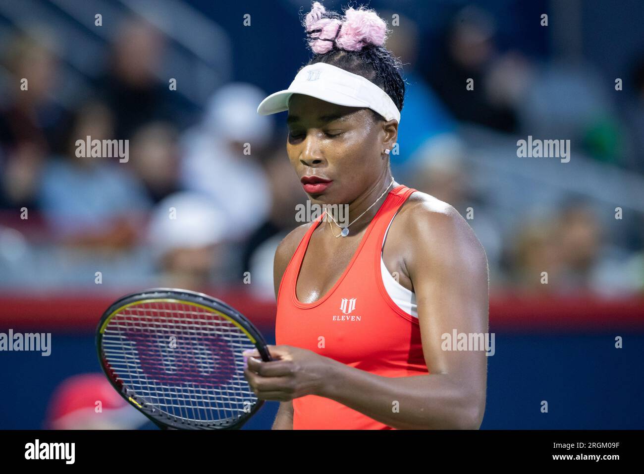 7 agosto 2023: Venus Williams (USA) durante la partita del primo turno del WTA National Bank Open all'IGA Stadium di Montreal, Quebec. Daniel Lea/CSM Foto Stock