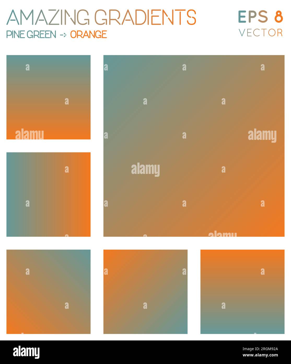 Sfumature colorate nei toni del verde pino e dell'arancione. Adorabile sfondo sfumato, illustrazione vettoriale indelebile. Illustrazione Vettoriale