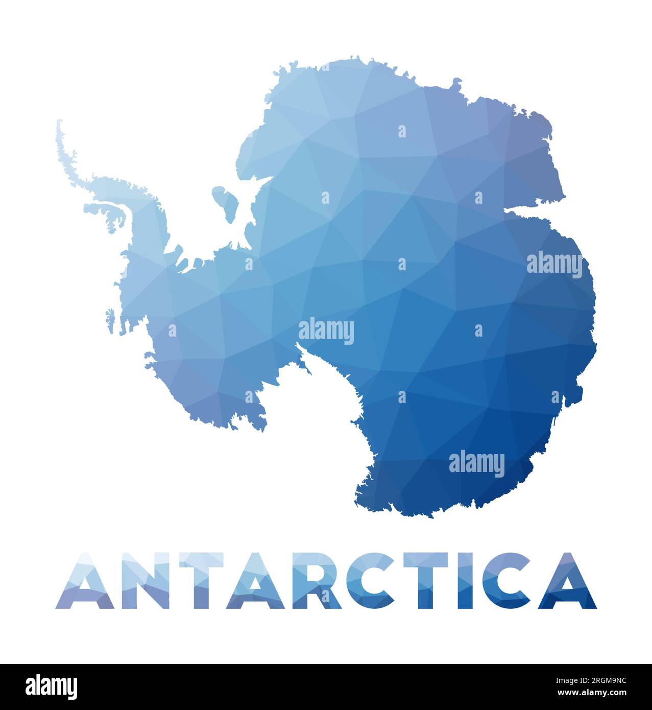 Mappa poly bassa dell'Antartide. Illustrazione geometrica del paese. Mappa poligonale dell'Antartide. Tecnologia, Internet, concetto di rete. Illustrazione Vettoriale