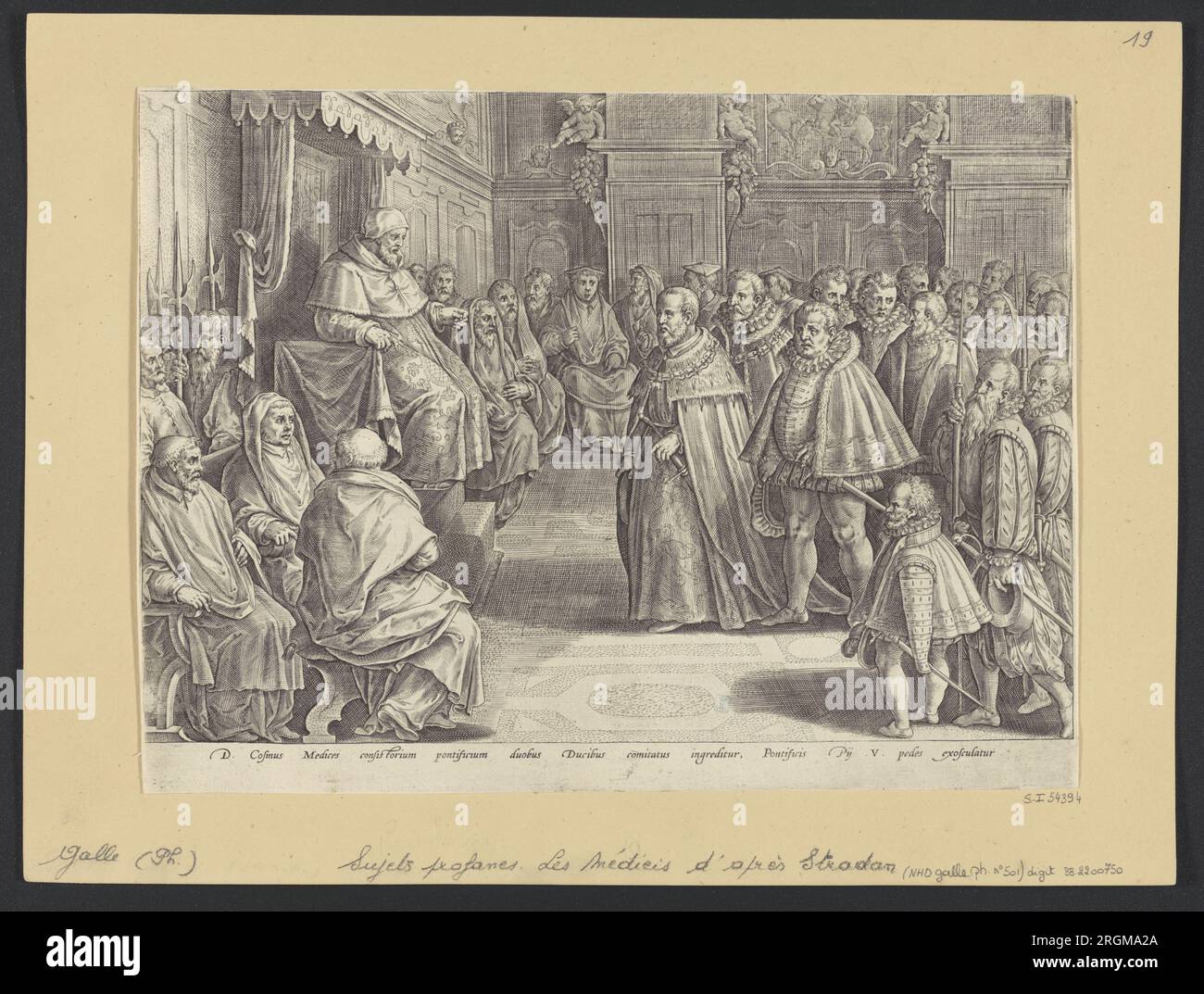 Cosimo i entra nel Collegio dei Cardinali intorno al 1582 da Stradano Foto Stock