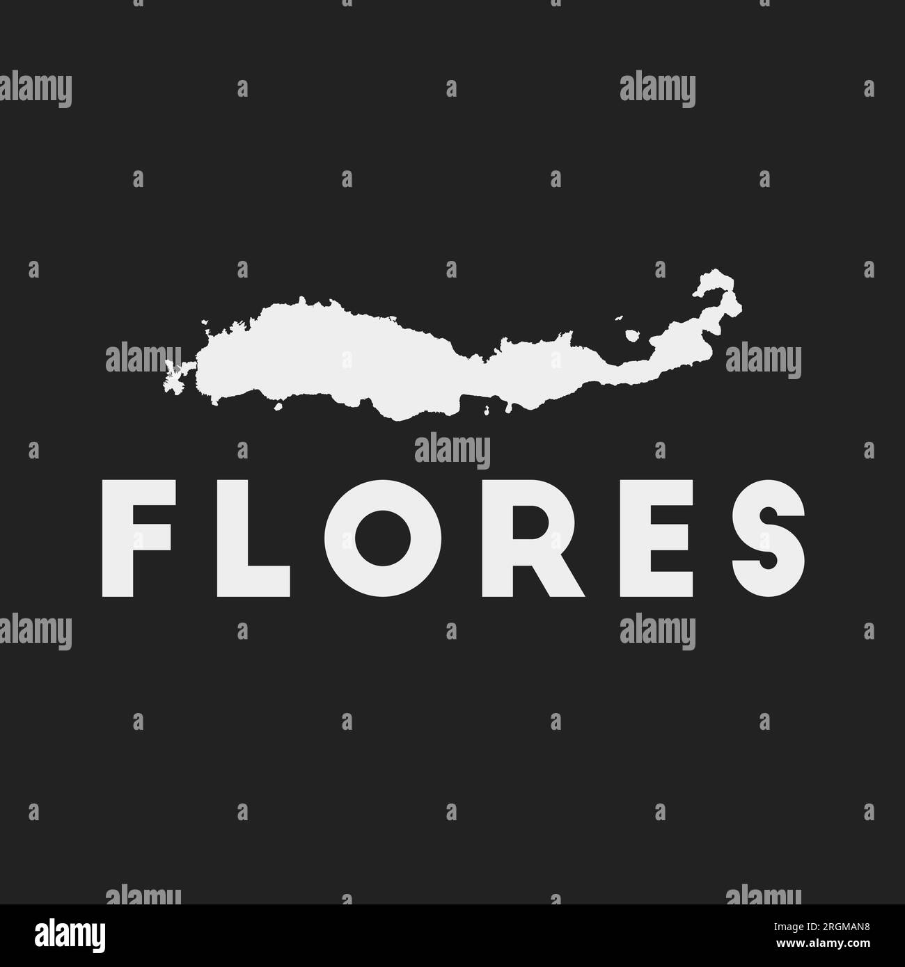 Icona Flores. Mappa dell'isola su sfondo scuro. Elegante mappa Flores con il nome dell'isola. Illustrazione vettoriale. Illustrazione Vettoriale