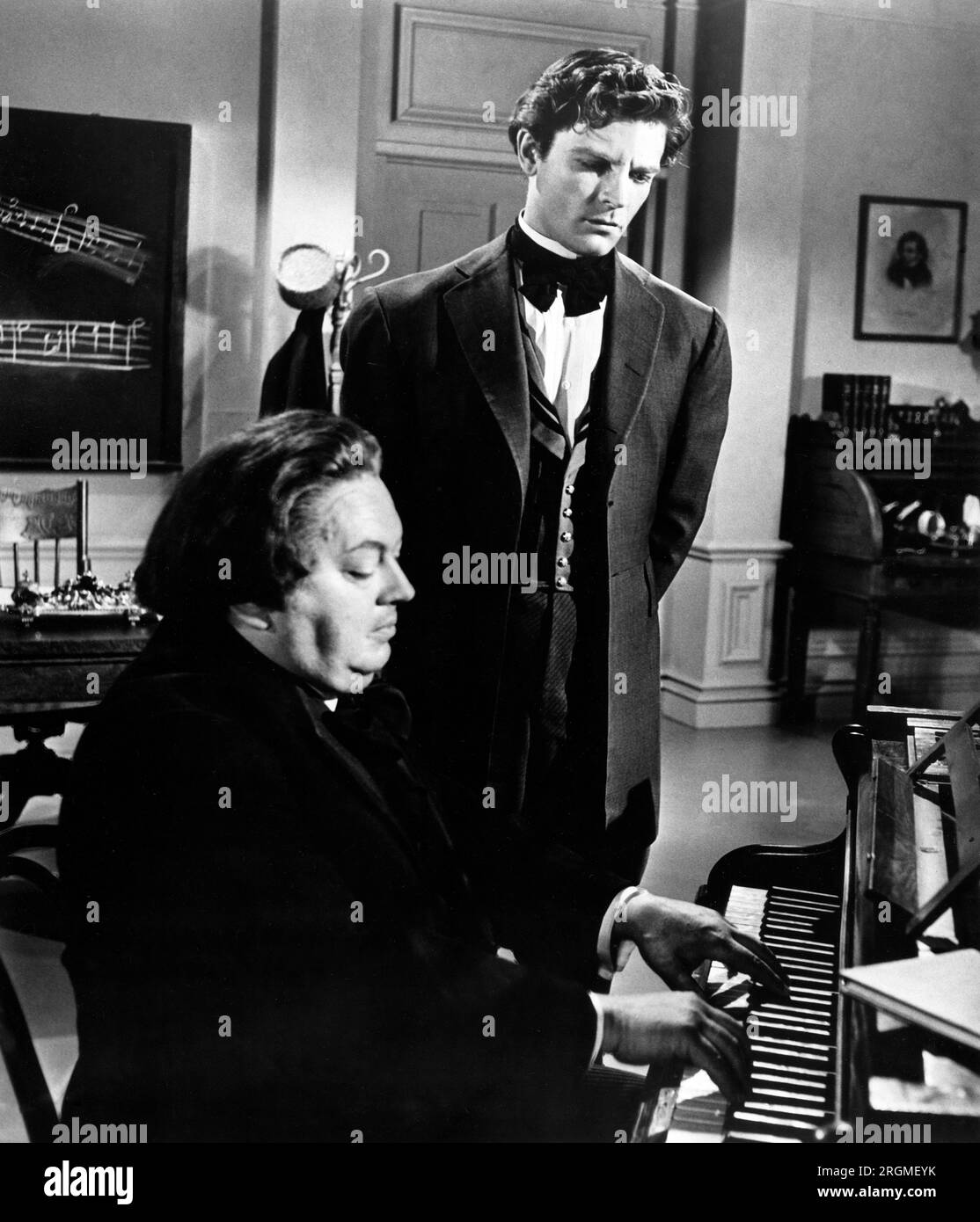 Leon Askin, Grant Williams, sul set del film televisivo, "Walt Disney Presents the Peter Tchaikovsky Story", Walt Disney Productions, 1959 Foto Stock