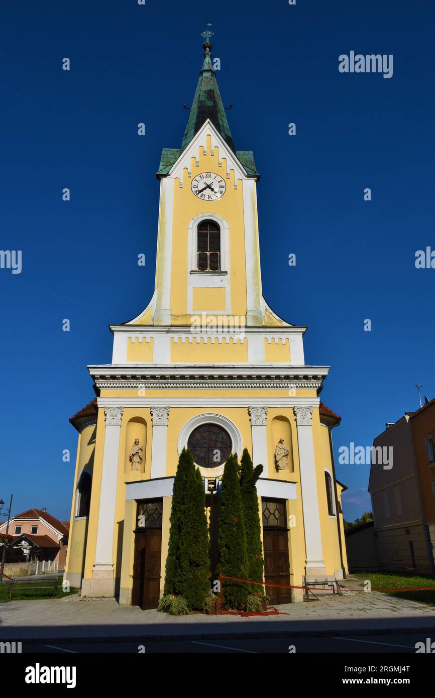 La chiesa parrocchiale di S.. Lawrence a Brezice, Štajerska, Slovenia Foto Stock