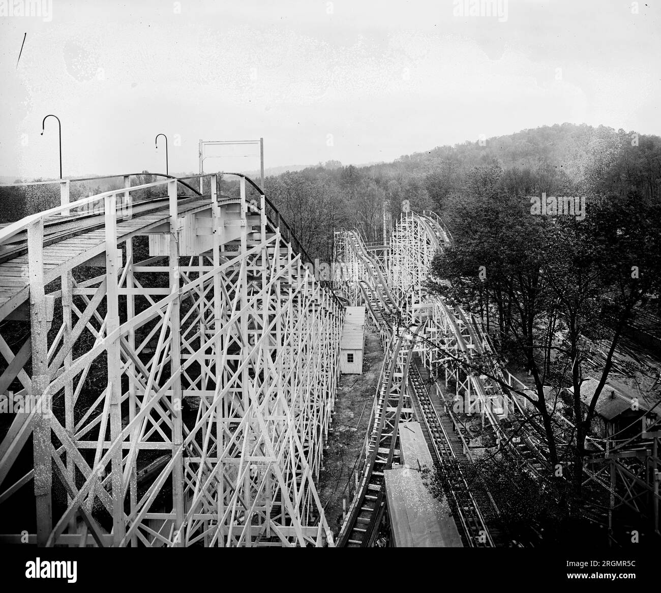 Montagne russe al parco divertimenti Glen Echo, CA. 1916-1917 Foto Stock