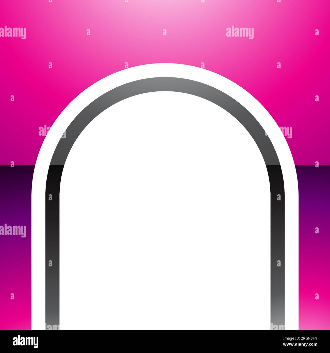 Icona lettera N ad arco lucida magenta e nero su sfondo bianco Illustrazione Vettoriale