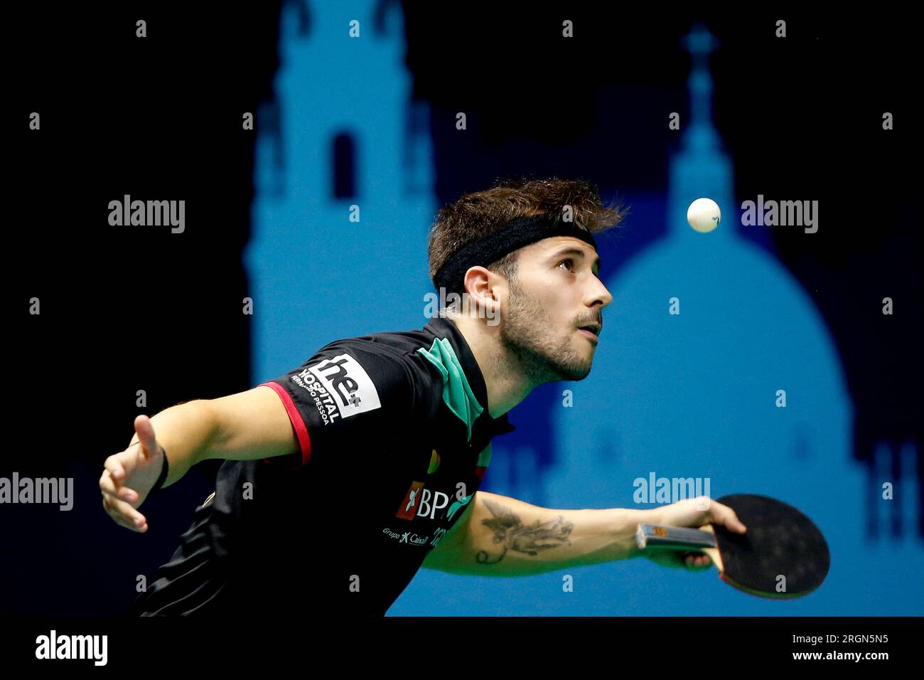 Rio de Janeiro, Brasile. 10 agosto 2023. Joao Geraldo (POR) compete durante il Men's Singles Match contro Qiu Dang (GER), durante il WTT Contender Rio de Janeiro 2023, all'Arena Carioca 1, a Rio de Janeiro il 10 agosto. Foto: Satiro Sodré/DiaEsportivo/Alamy Live News Credit: DiaEsportivo/Alamy Live News Foto Stock