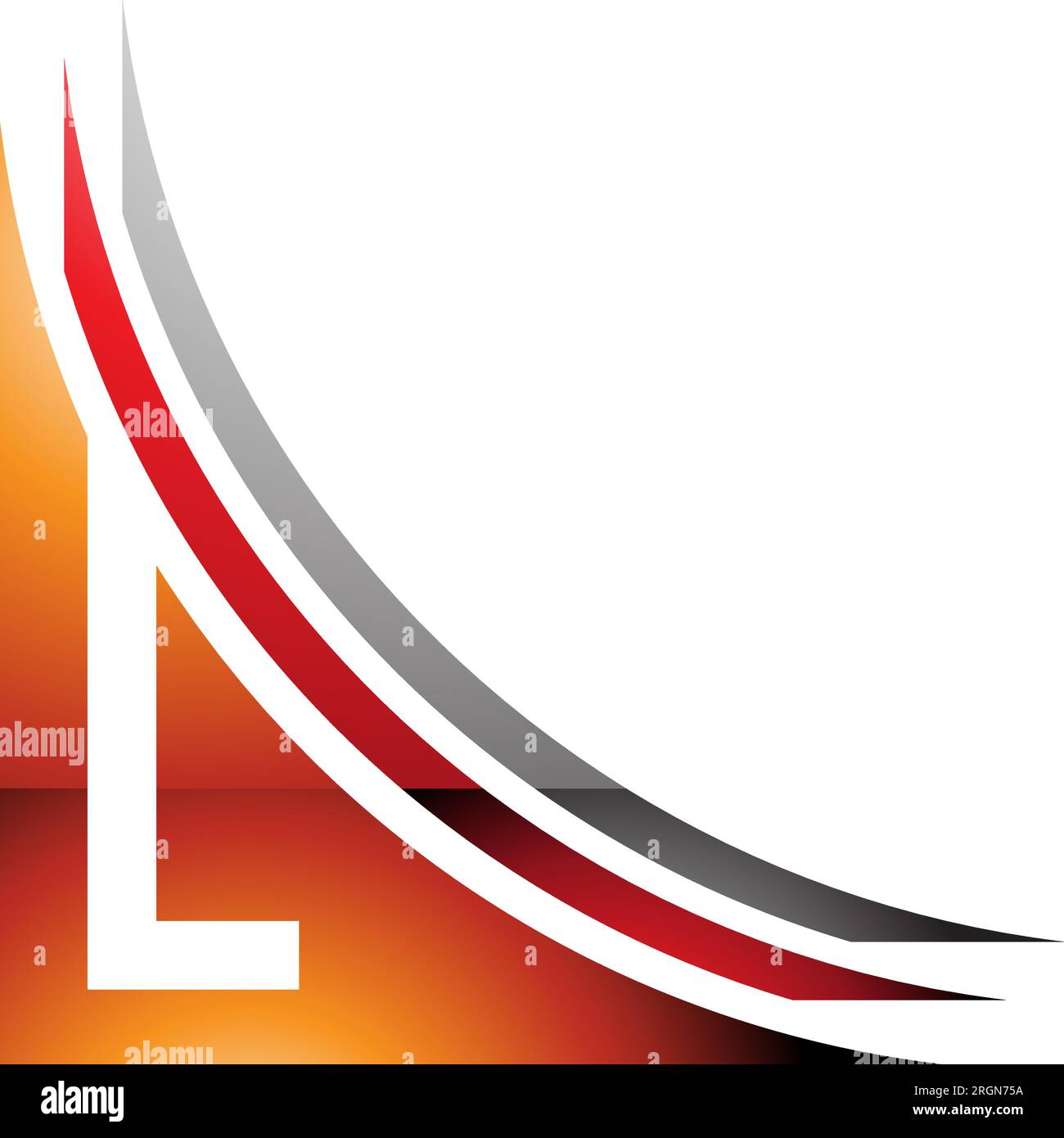 Icona Letter L lucida arancione e rosso con strati su sfondo bianco Illustrazione Vettoriale