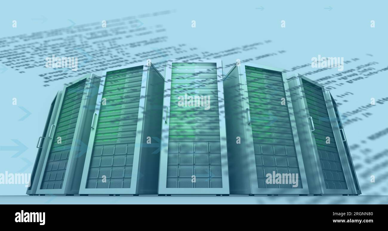 Immagine dell'elaborazione dei dati su server di computer Foto Stock