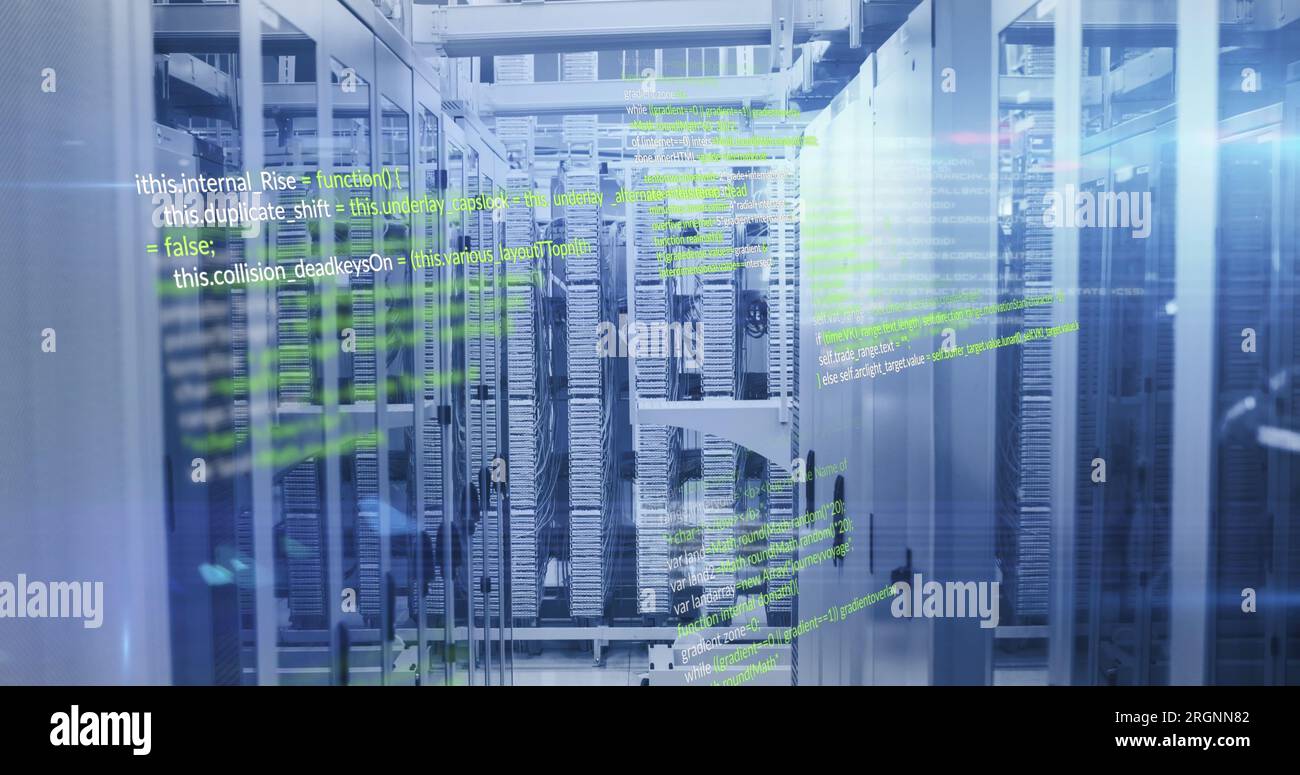 Immagine dei linguaggi di programmazione che si spostano sui sistemi server dati Foto Stock