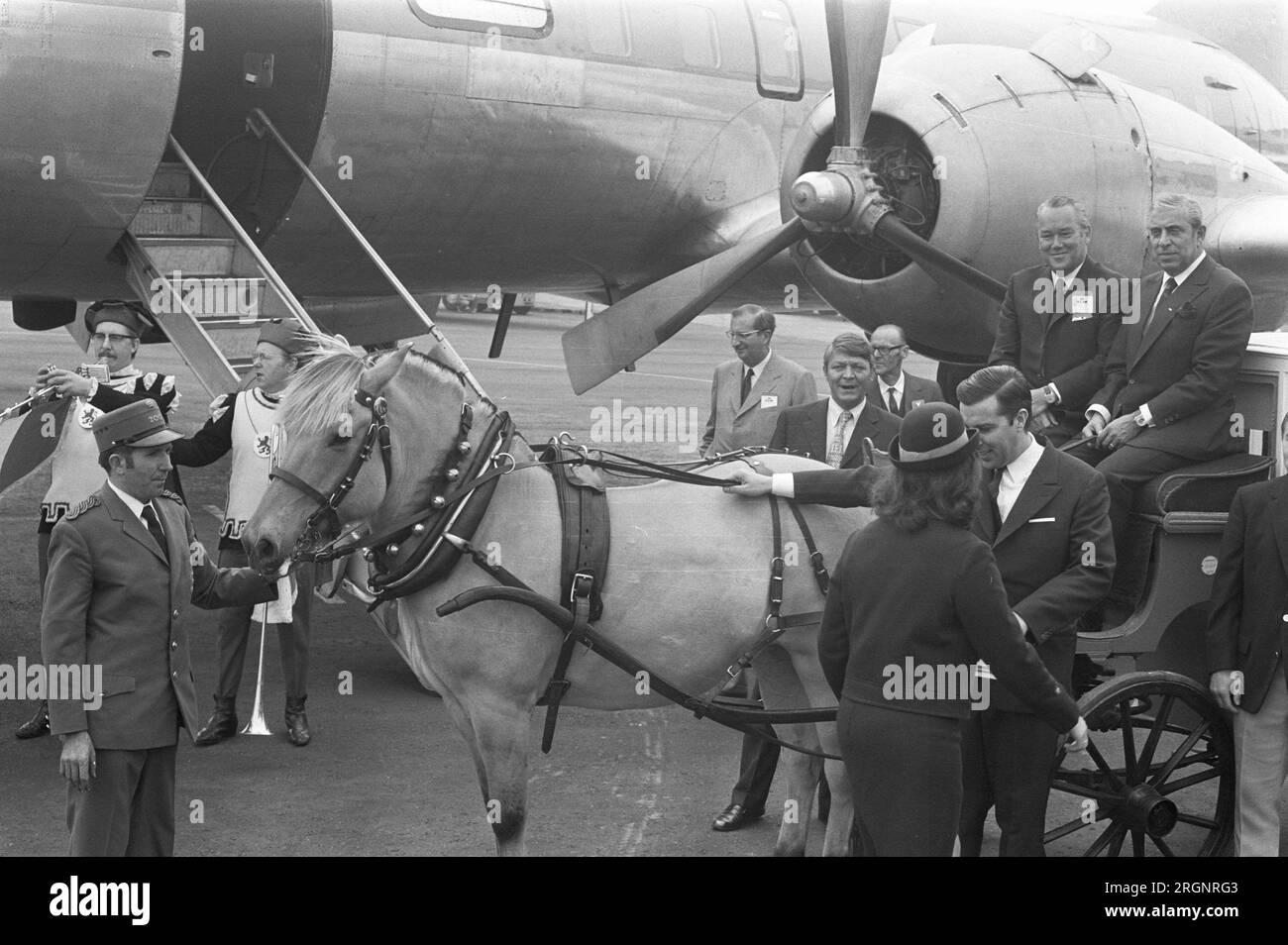 Volo di apertura della Delta Air Transport da Anversa ai festeggiamenti di Amsterdam; CA. Agosto 1972 Foto Stock