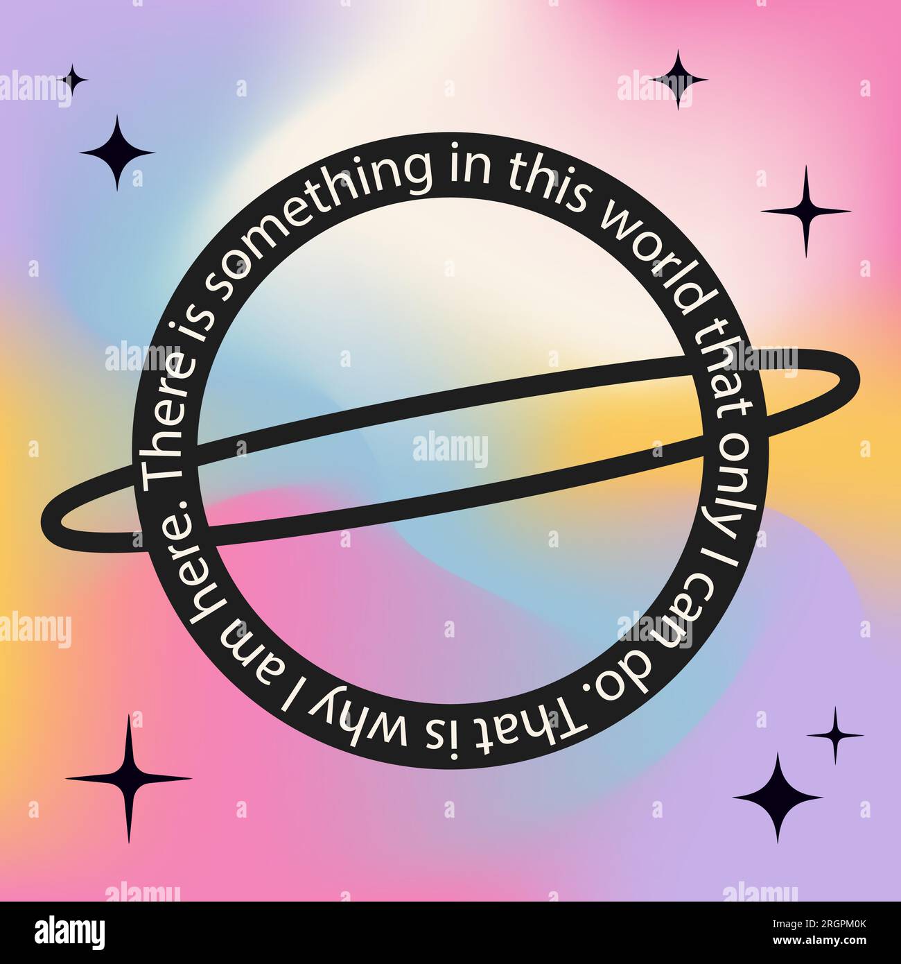 Scheda di conferma positiva. Citazione motivazionale su sfondo gradiente vivido. modello post social media y2k. C'è qualcosa in questo Illustrazione Vettoriale