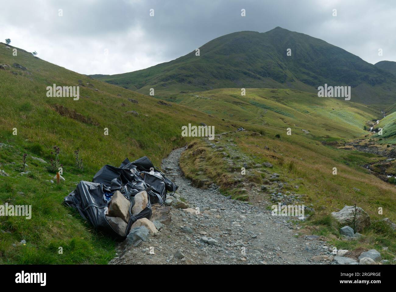 Restauro del sentiero sul sentiero Helvellyn, Lake District Foto Stock