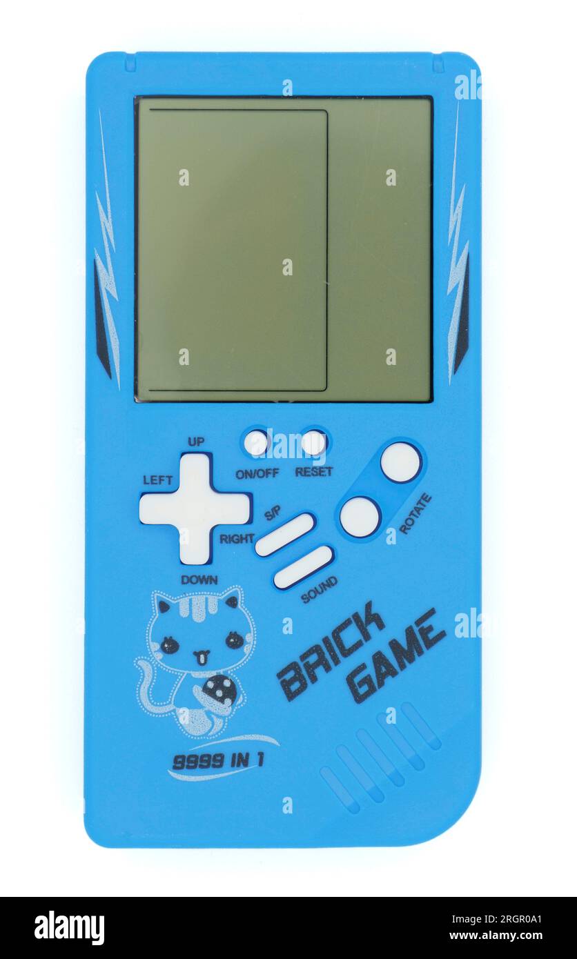 Blue Brick Game console portatile vecchio stile con schermo LCD Foto Stock