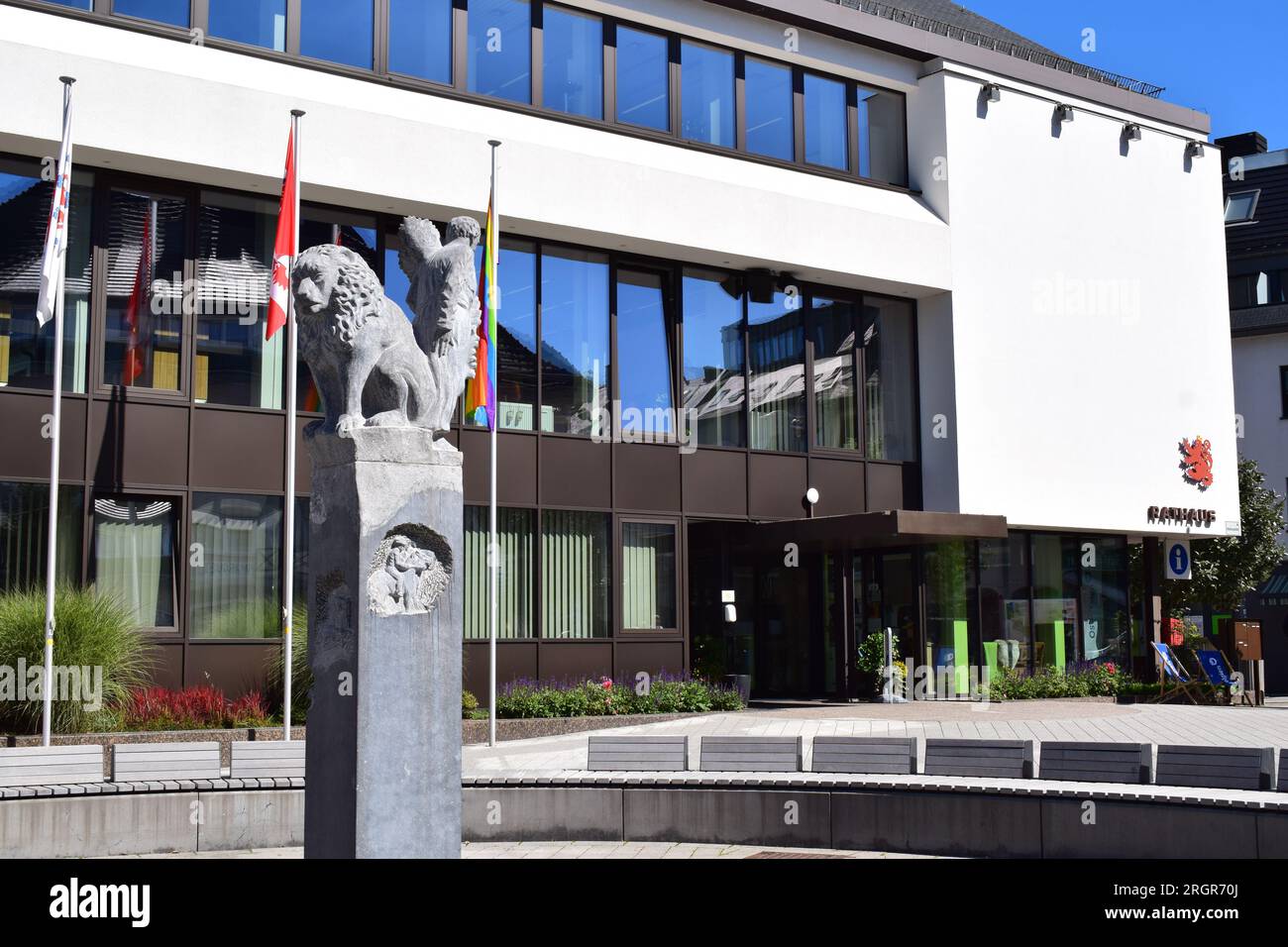Rathaus St Vith, municipio Foto Stock