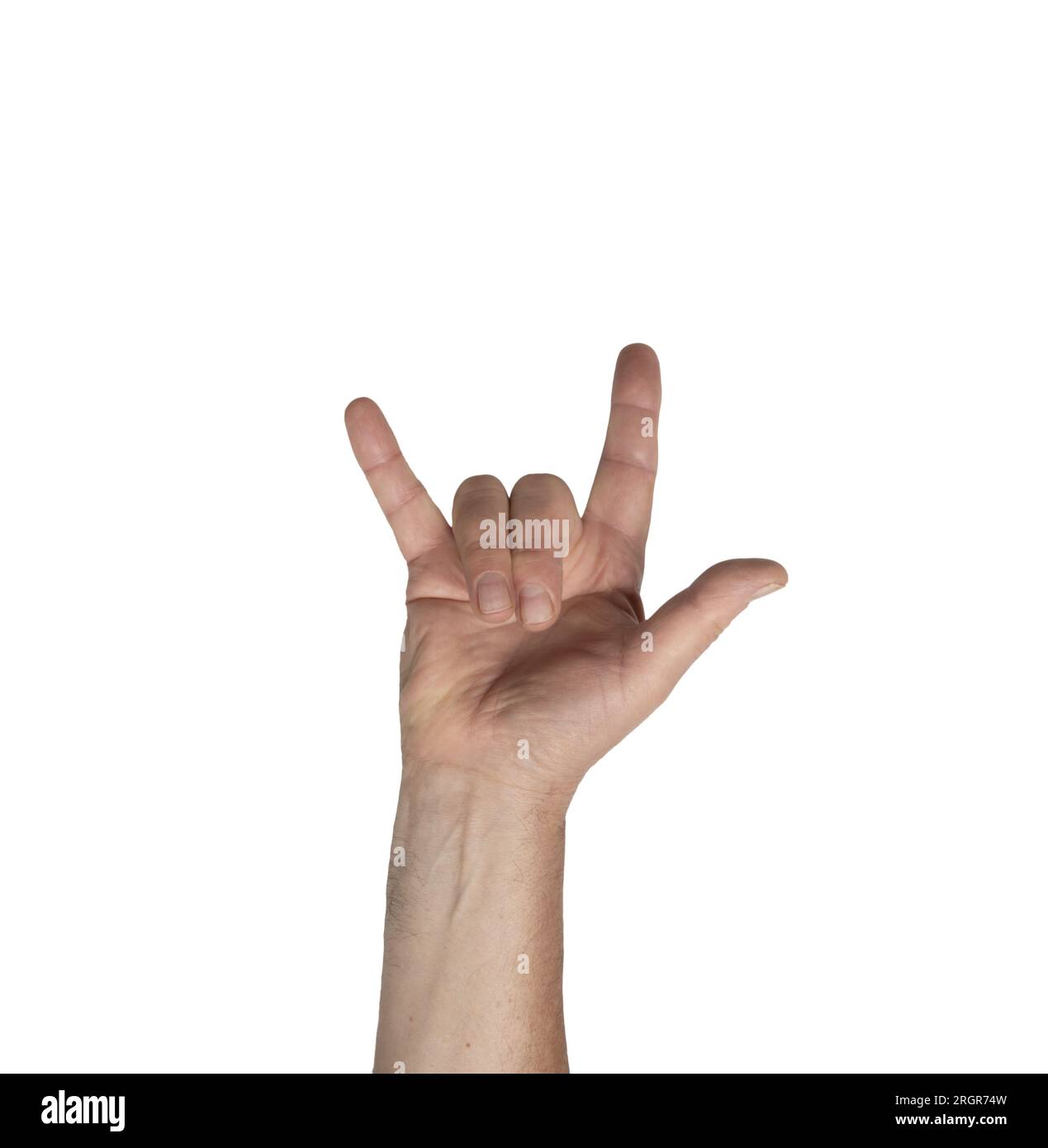Firma con tre dita della mano ti amo su uno sfondo trasparente Foto Stock