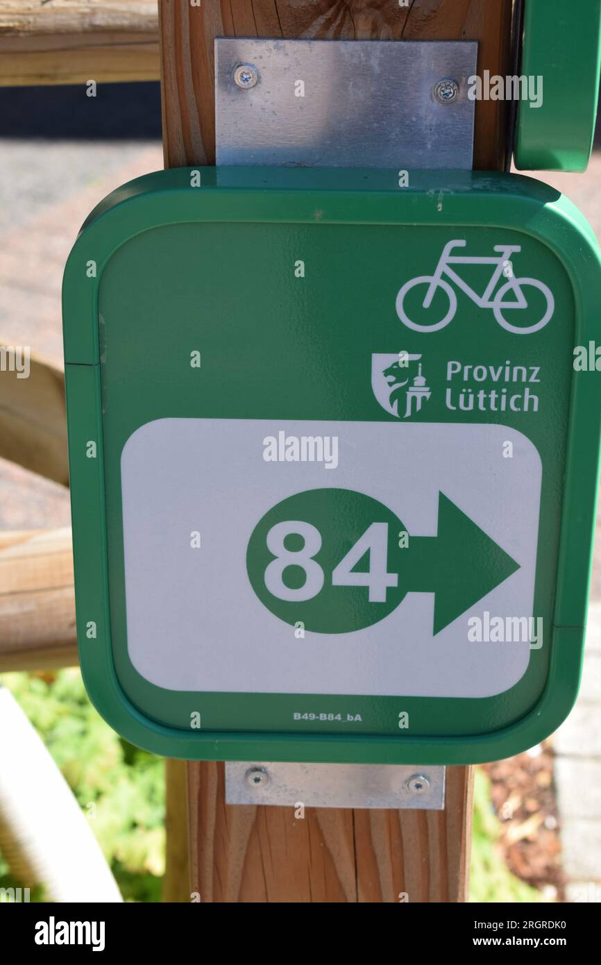 Segnaletica per il percorso ciclabile in Belgio Foto Stock