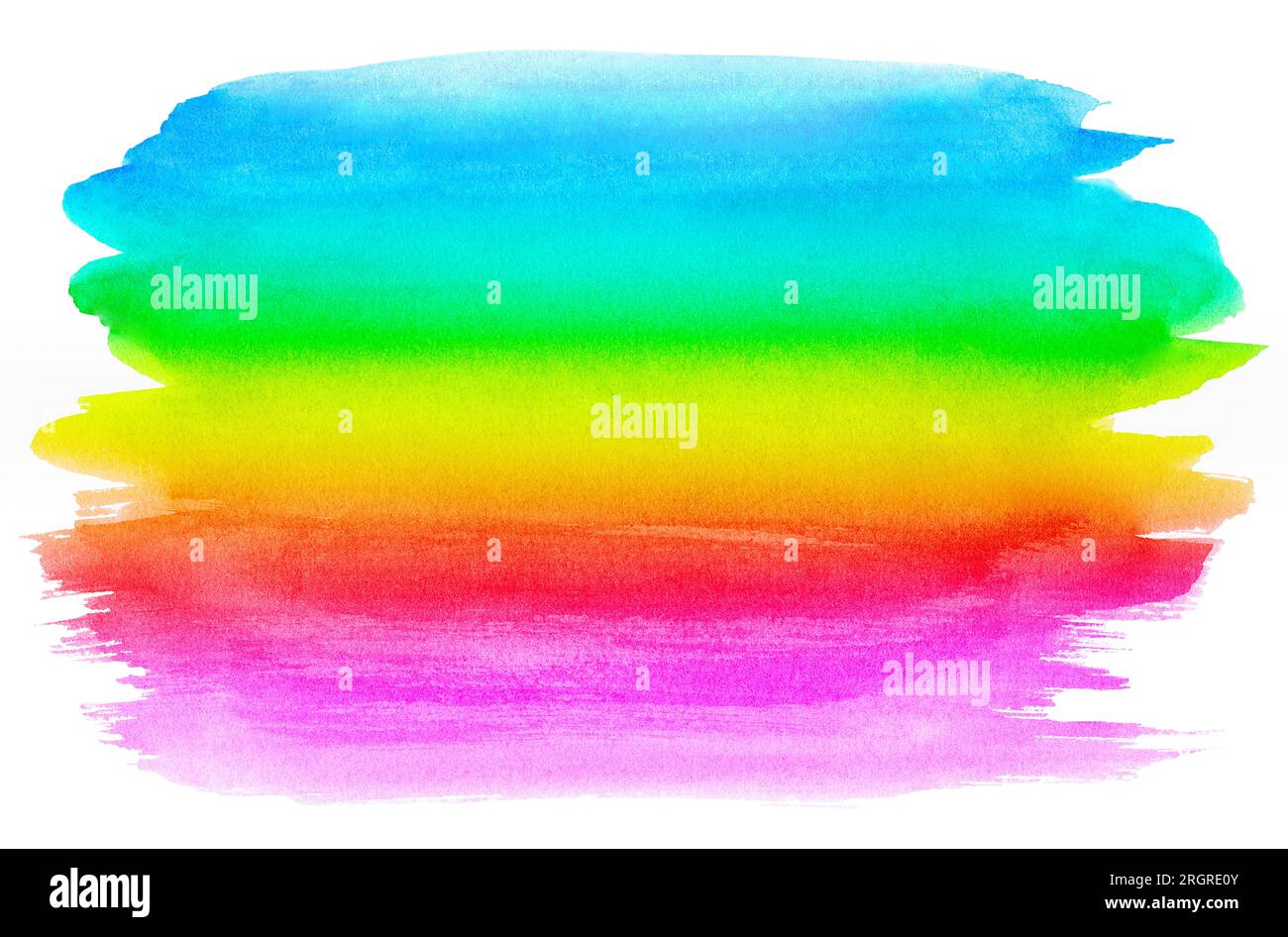 Pennello ad acquerello arcobaleno luminoso con livelli sfumati uniformi per creare uno sfondo artistico colorato. Foto Stock